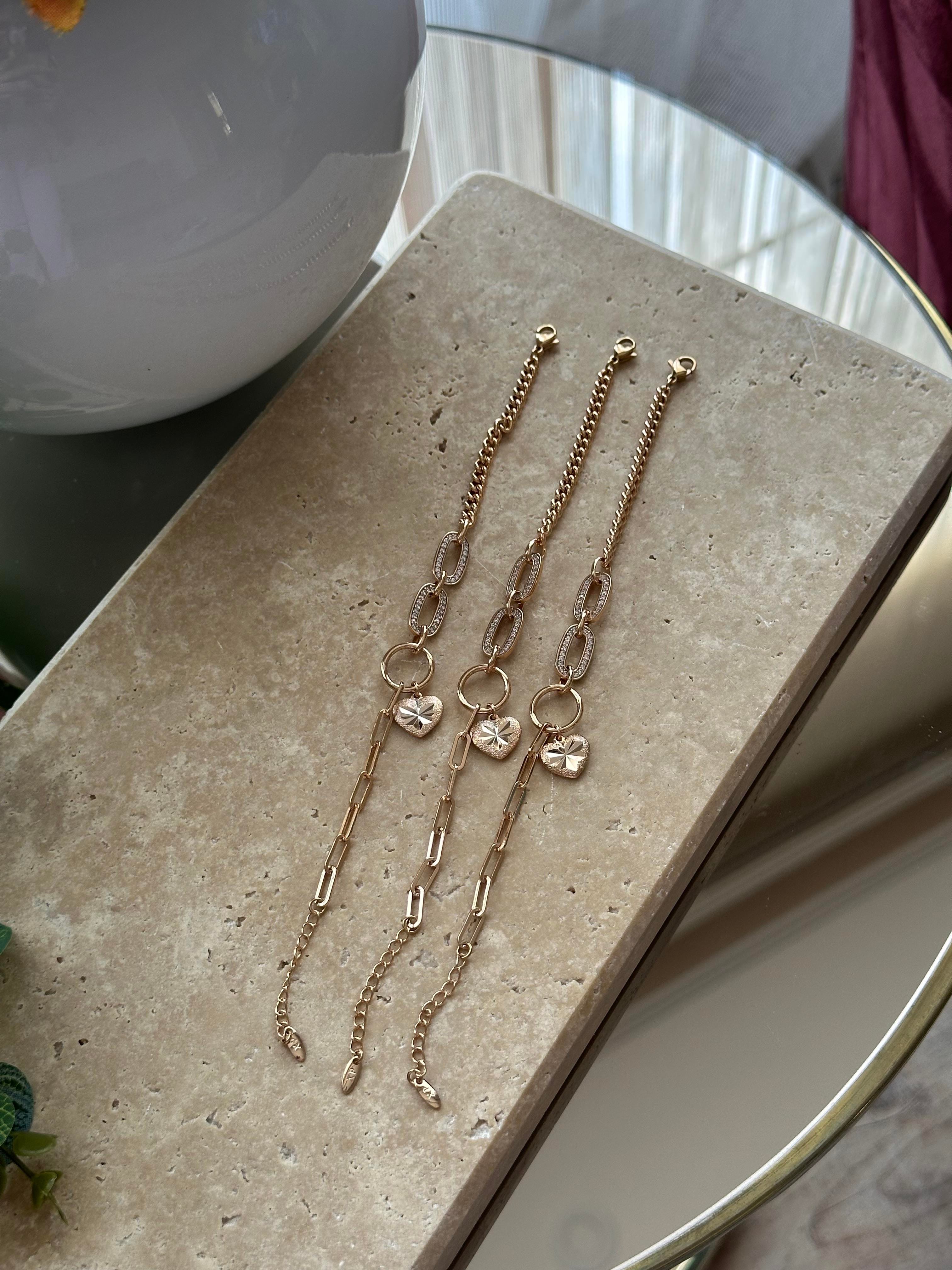Xupıng Kalp Sallantılı Zincir Bileklik Rose Gold