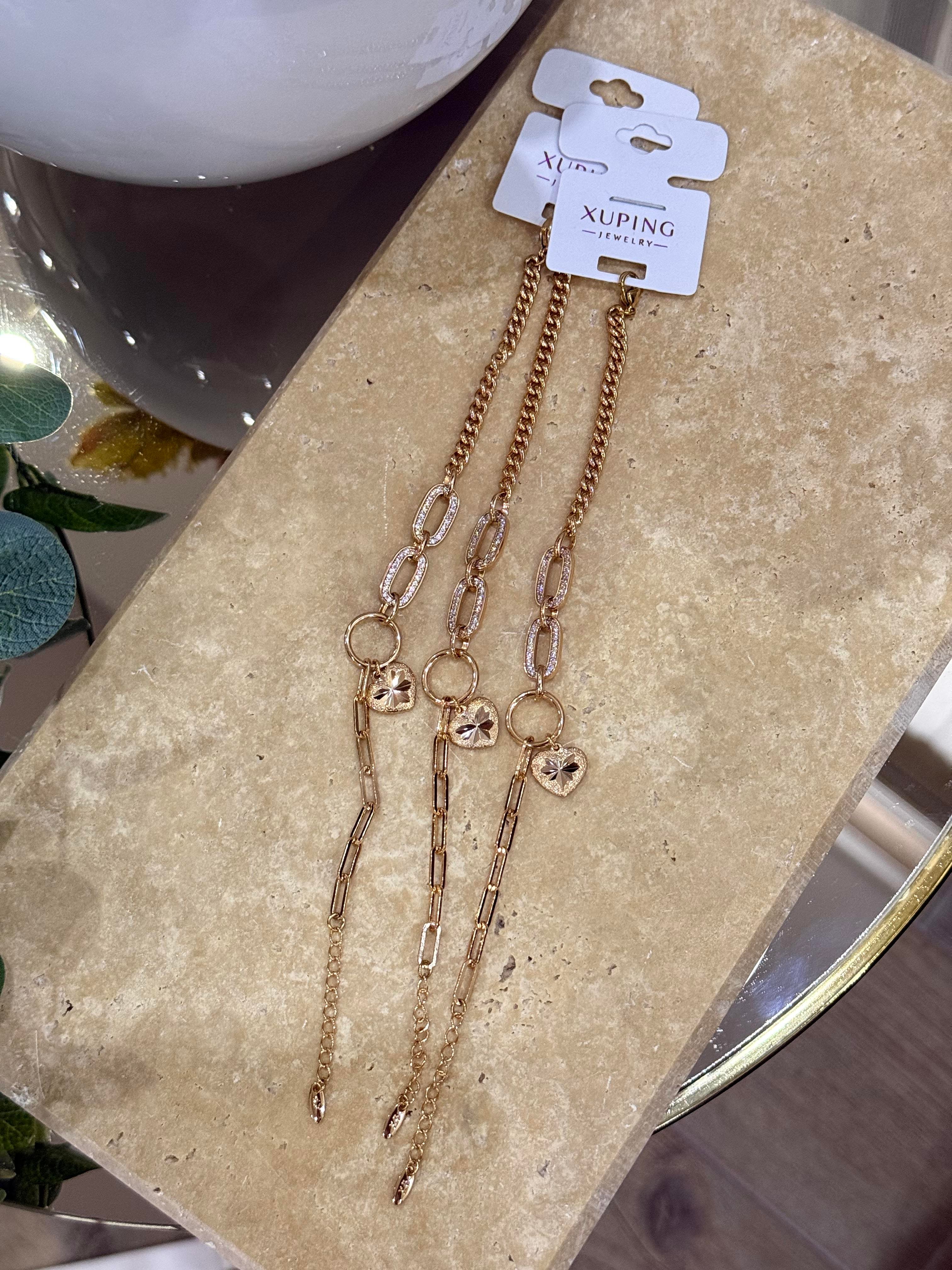 Xupıng Kalp Sallantılı Zincir Bileklik Rose Gold