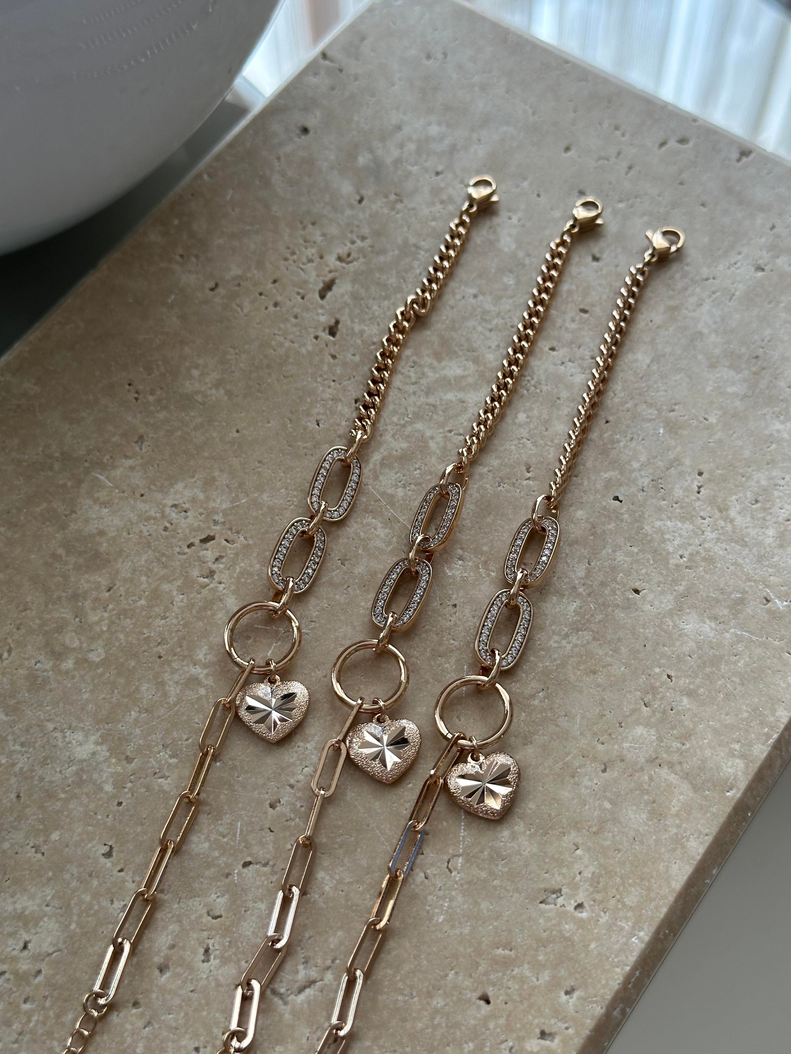 Xupıng Kalp Sallantılı Zincir Bileklik Rose Gold