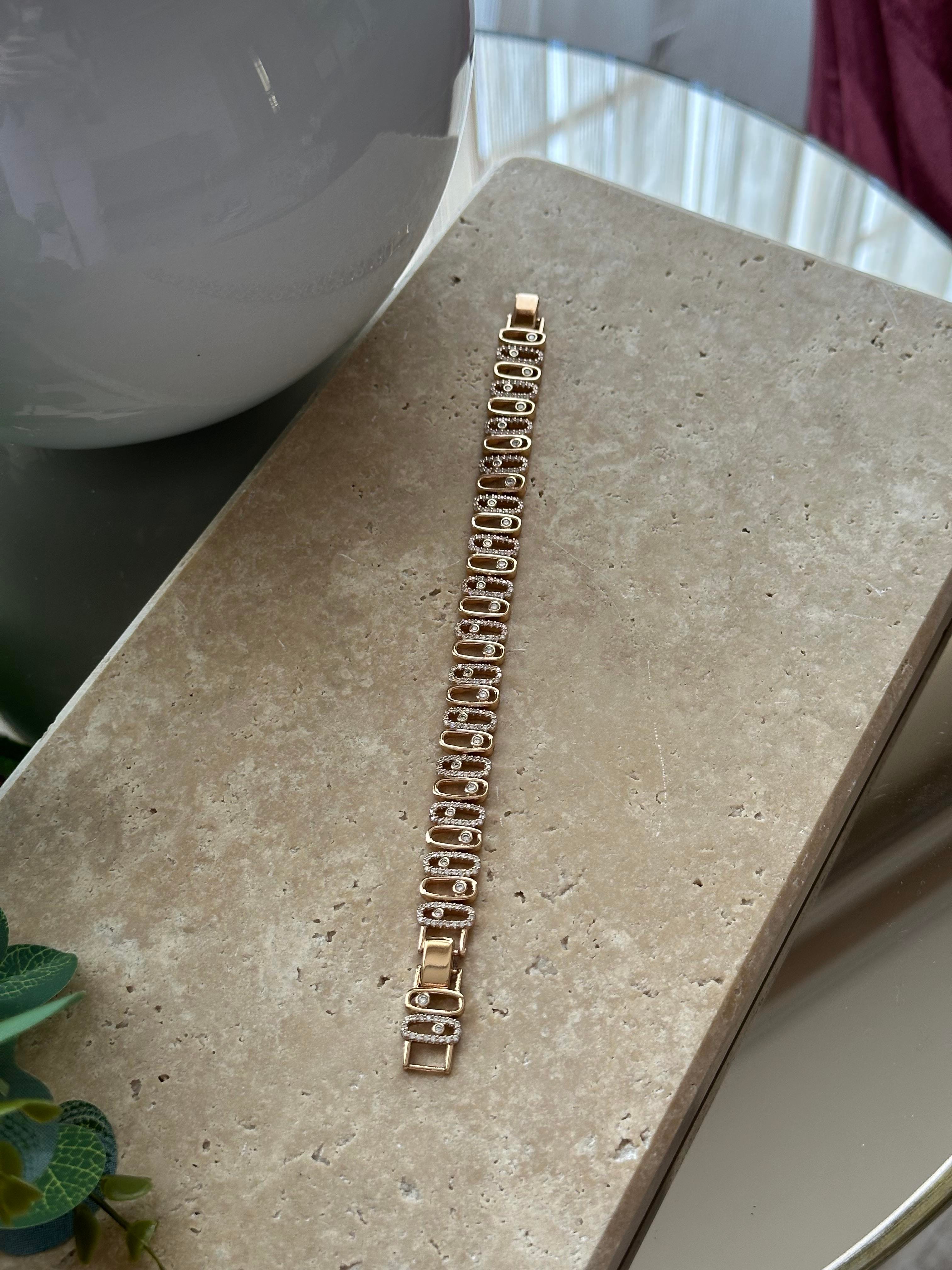 Xupıng Taşlı Rose Gold Kalın Bileklik 