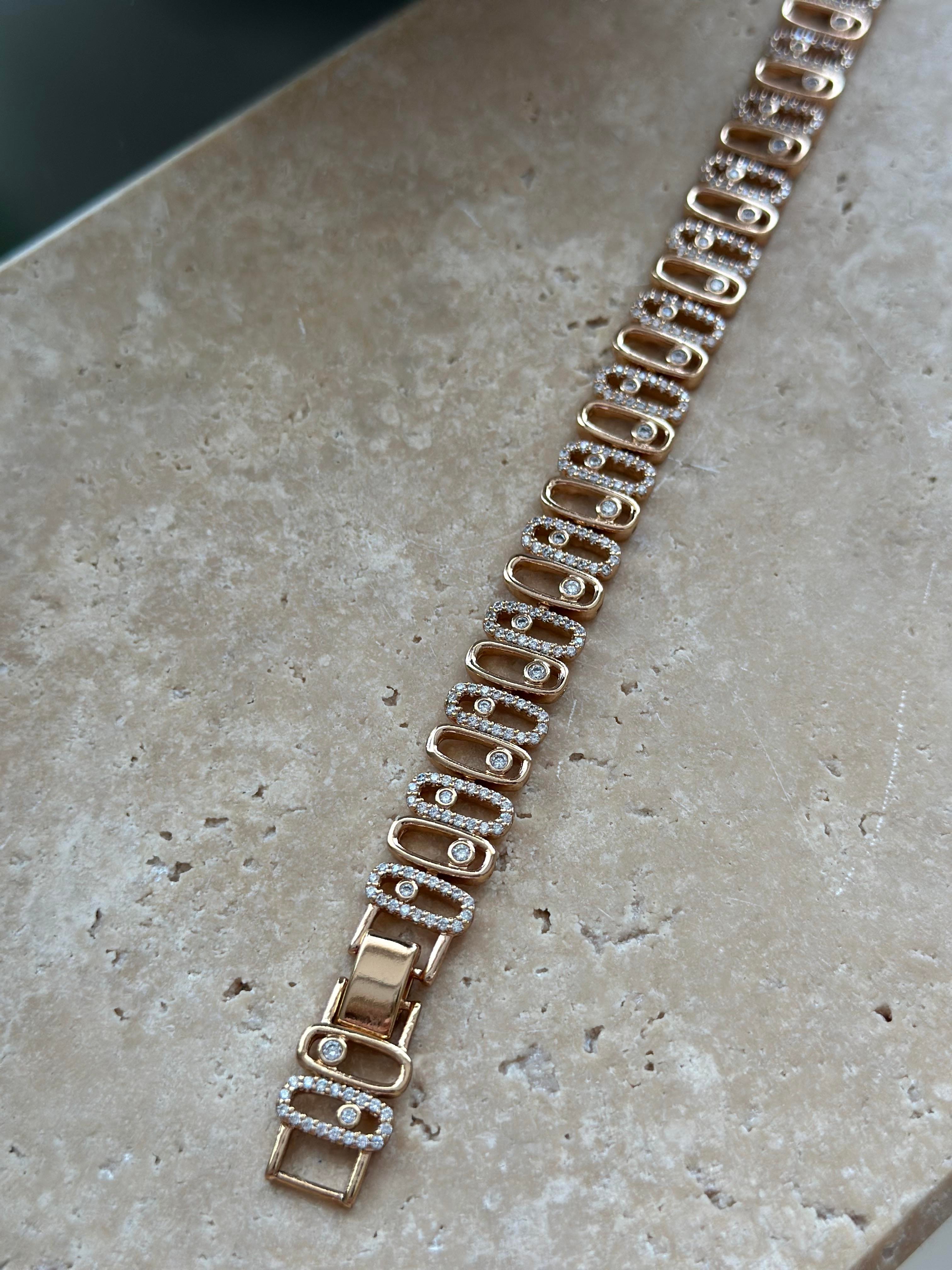 Xupıng Taşlı Rose Gold Kalın Bileklik 