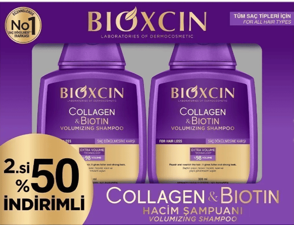 Bioxcin Collagen & Biotin Ekstra Hacim & Dolgunlaştırıcı Şampuan 300 Ml - 2 Li Avantaj Seti