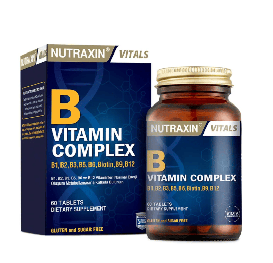 Nutraxin B Complex Vitamin 60 Tablet B1, B2, B3, B5, B6, B12