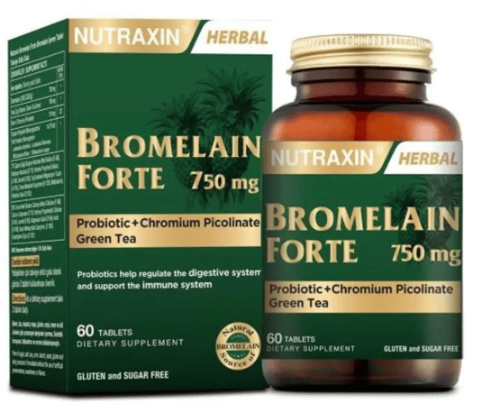 Nutraxin Bromelain Forte 750 mg 60 Tablet Krom Yeşilçay Probiyotik