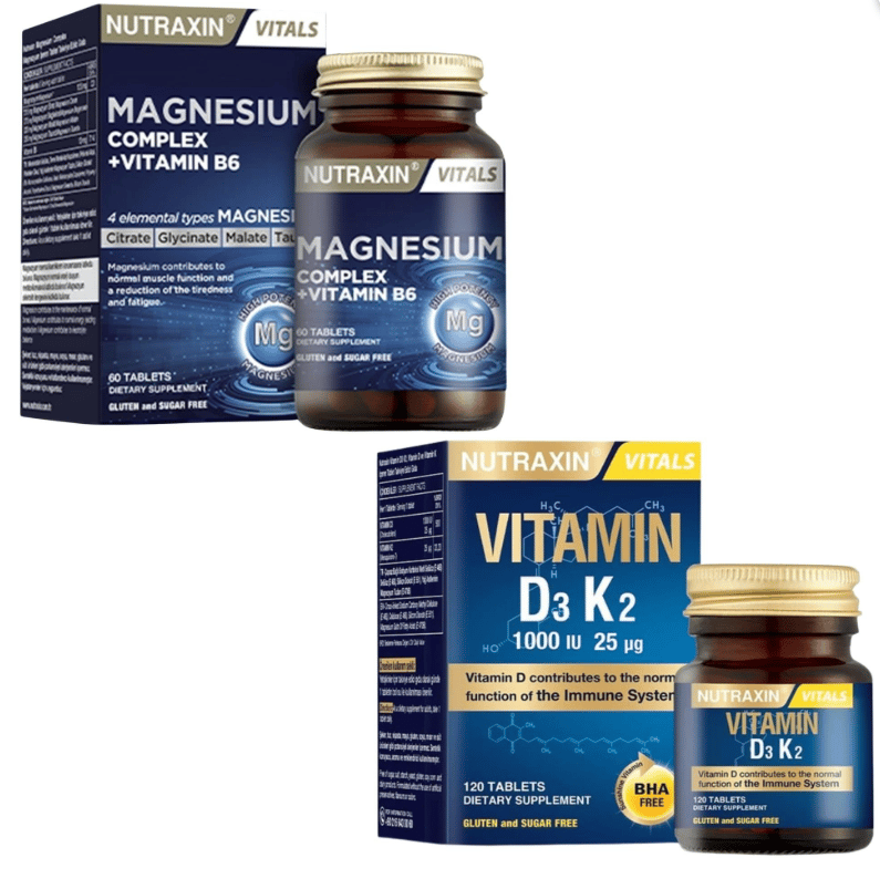 Nutraxin Magnesium Complex 60 Tablet + Vitamin D3 K2 120 Tablet