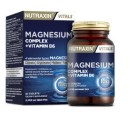 Nutraxin Magnezyum Complex 60 Tablet 125 Mg - Bisiglinat - Taurat - Malat - Sitrat - B6
