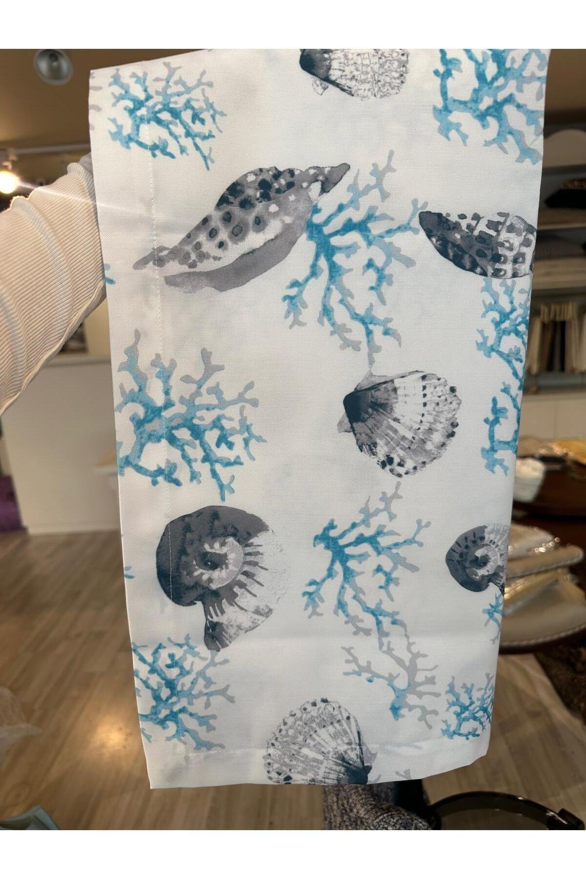 Coral baskılı turkuaz masa bandı 50*180 cm