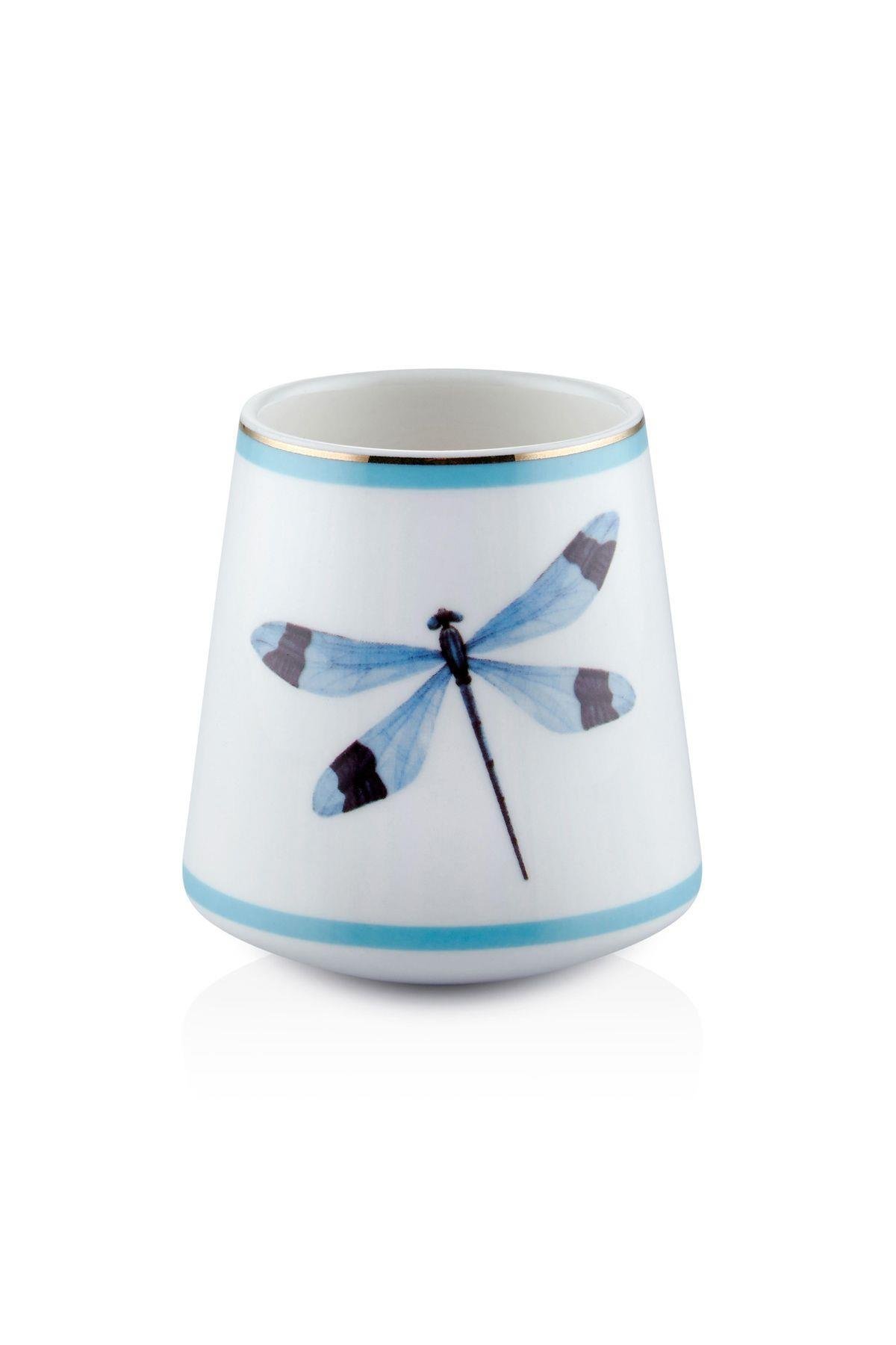 Dragonfly blue porselen kulpsuz kupa