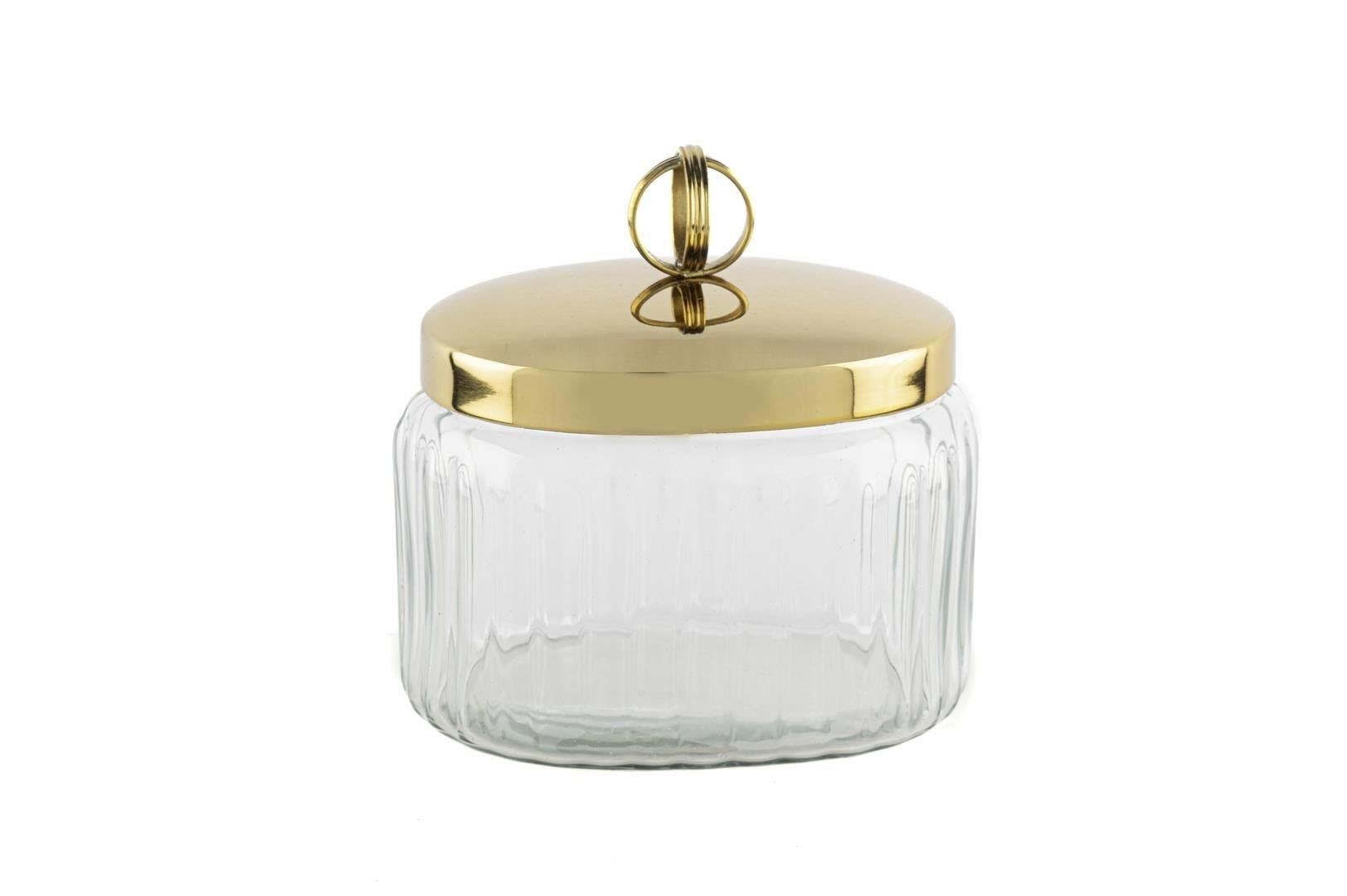 Gold kapaklı oval cam kavanoz 14*10*14CM