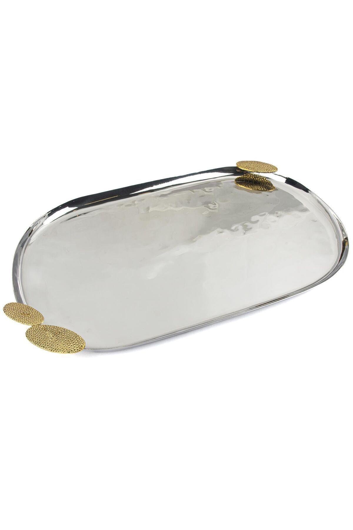 Gümüş gold oval çelik tepsi