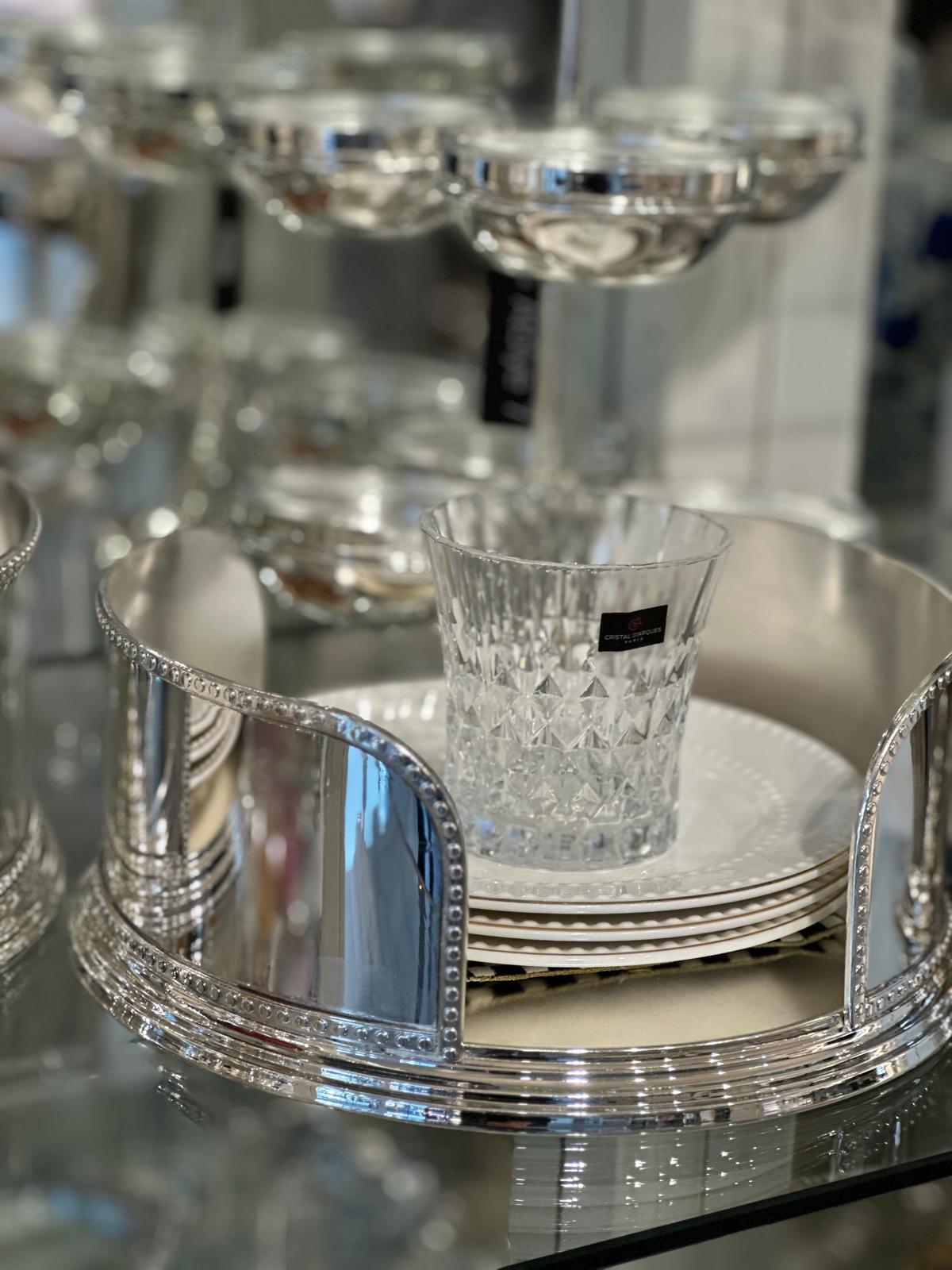 Gümüş özel üretim servis öncesi tabak standı 22 cm