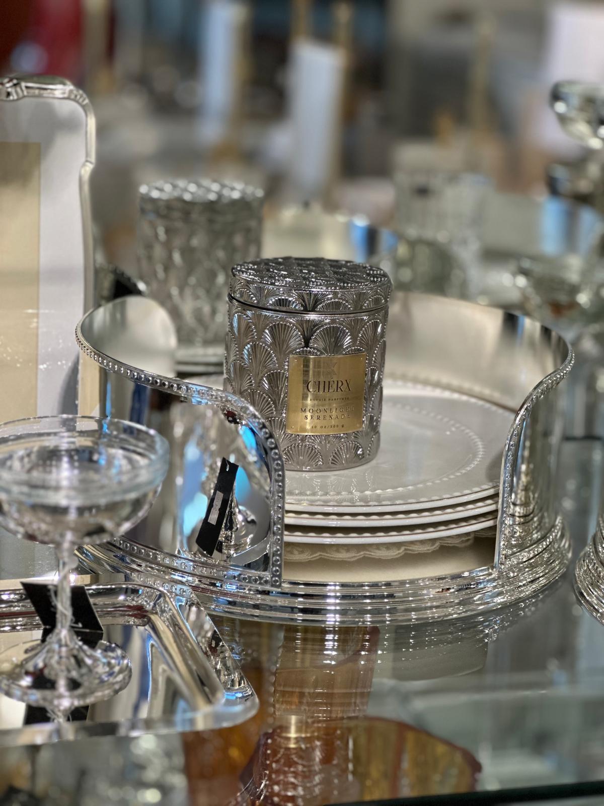 Gümüş özel üretim servis öncesi tabak standı 22 cm