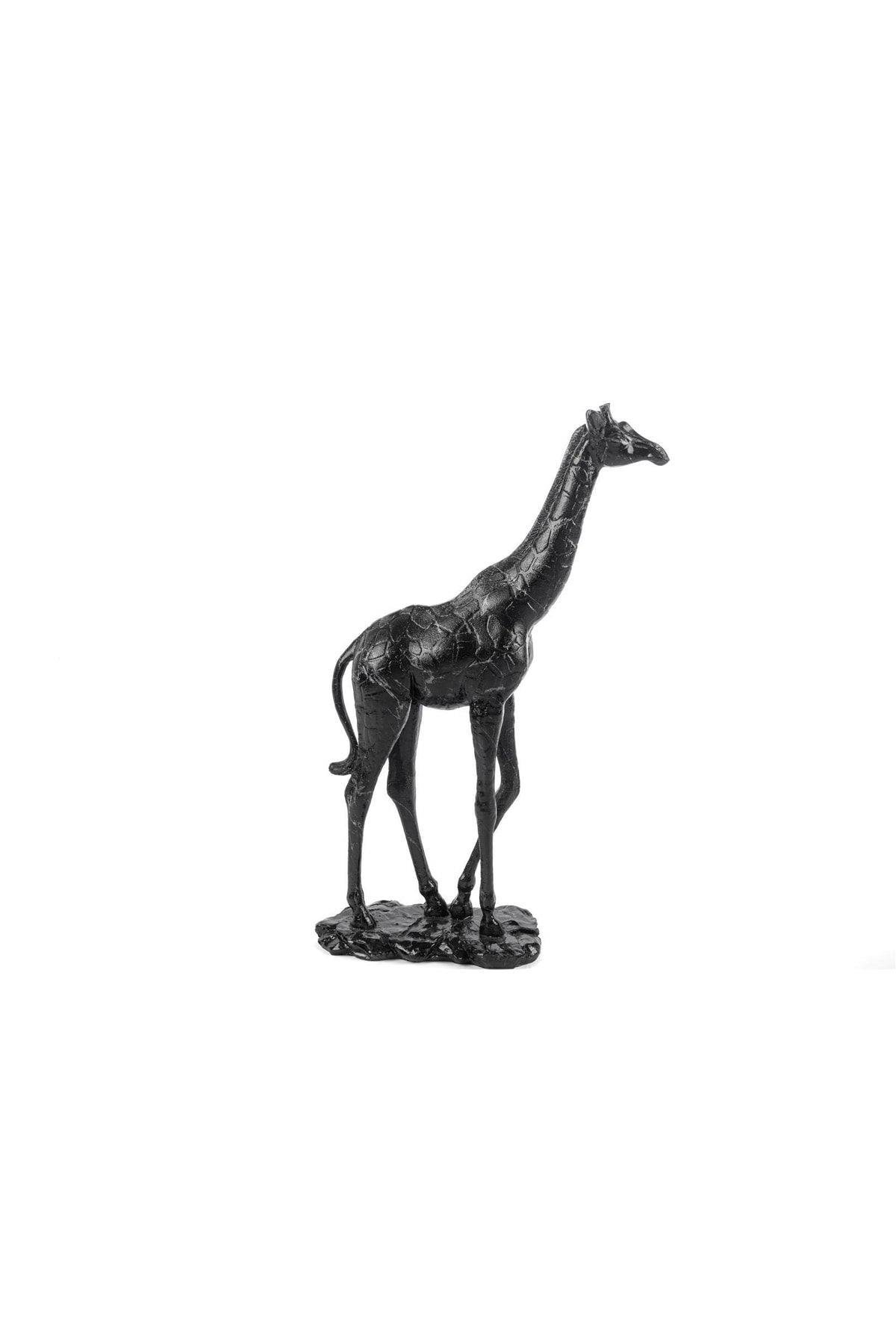 Mermer Siyah Zürafa Resin Obje 25x10x41cm