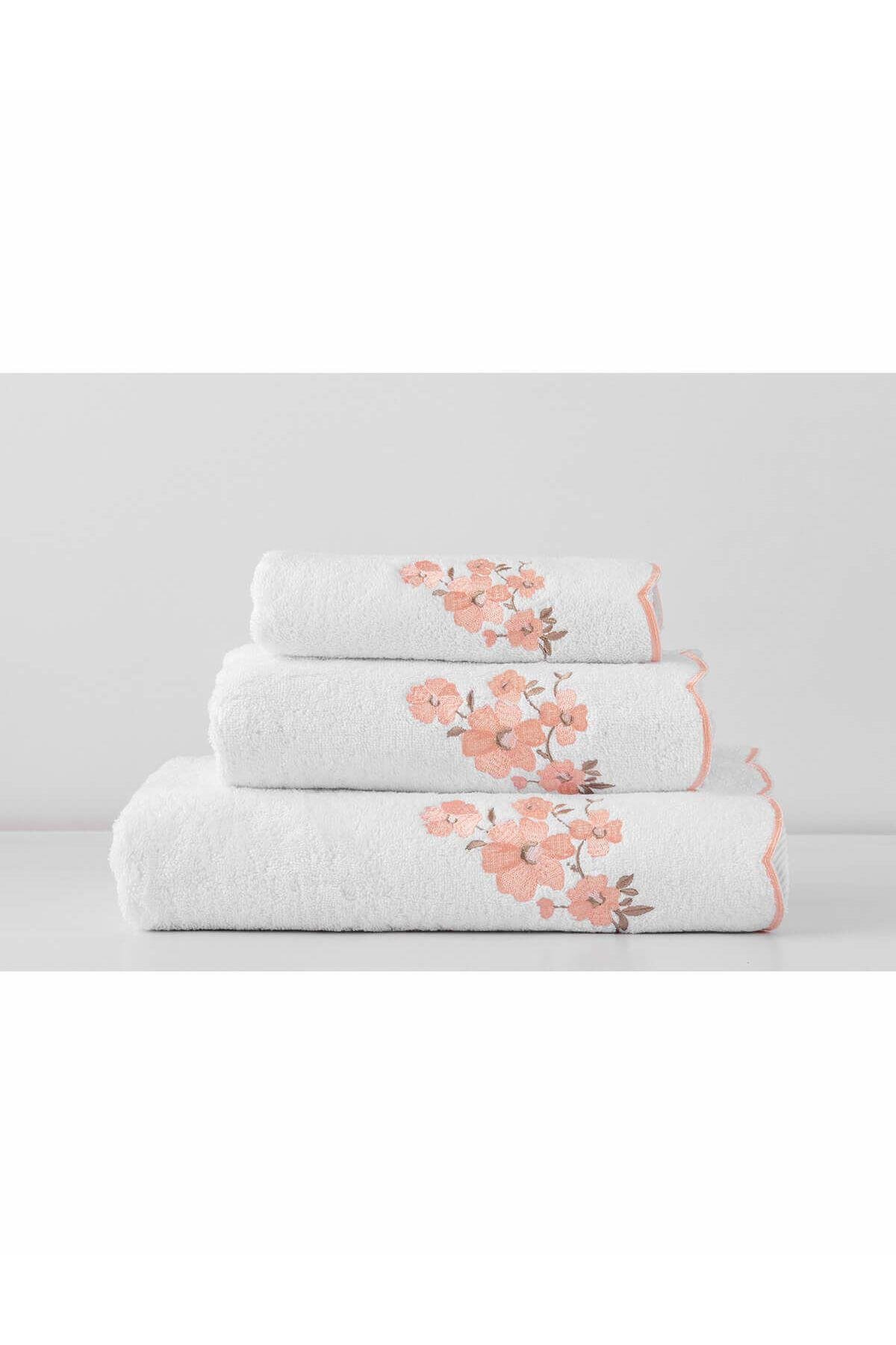 Nakışlı El Havlusu Blossom Beyaz-Mavi