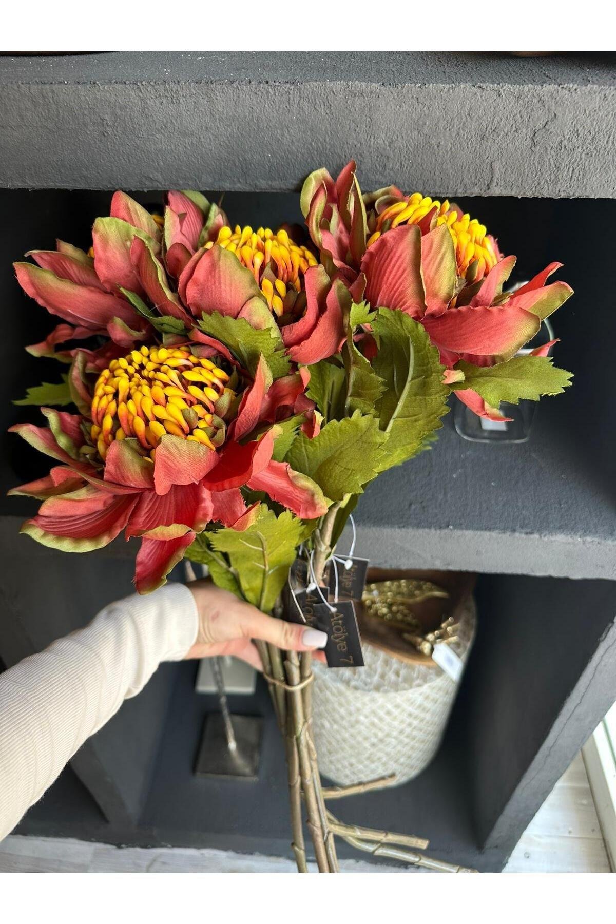 Protea spray yapay çiçek 66 cm