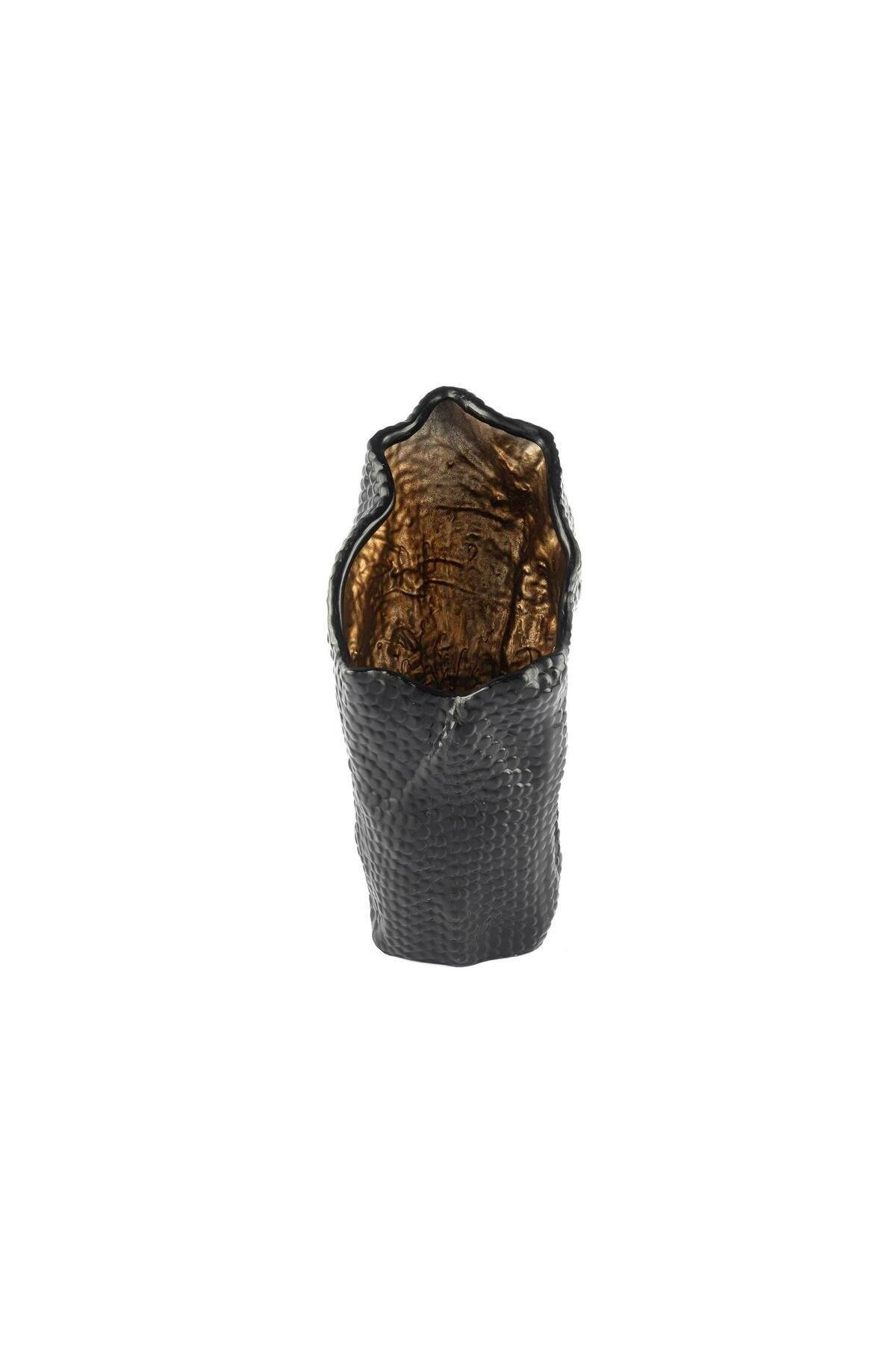 Siyah Gold Resin Vazo 30x23x51cm
