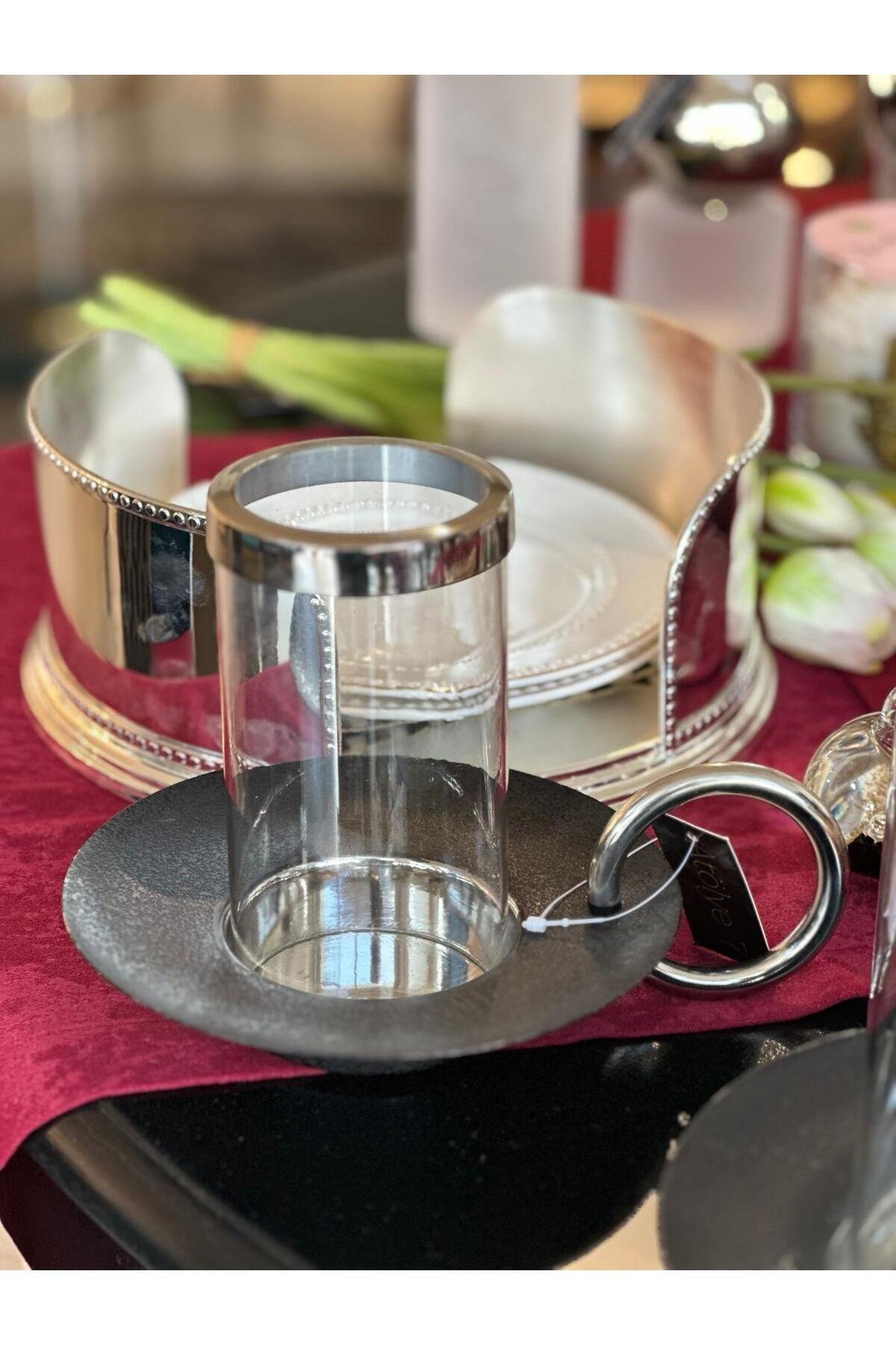 Siyah kulplu cam mumluk 22*17*15 cm