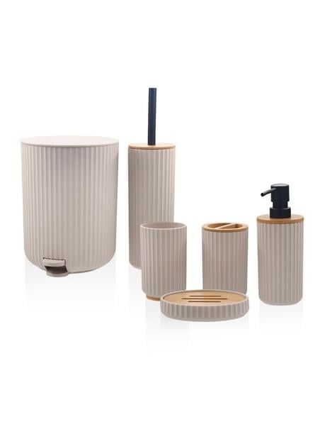 Stripe Banyo Seti Krem 6 Parça
