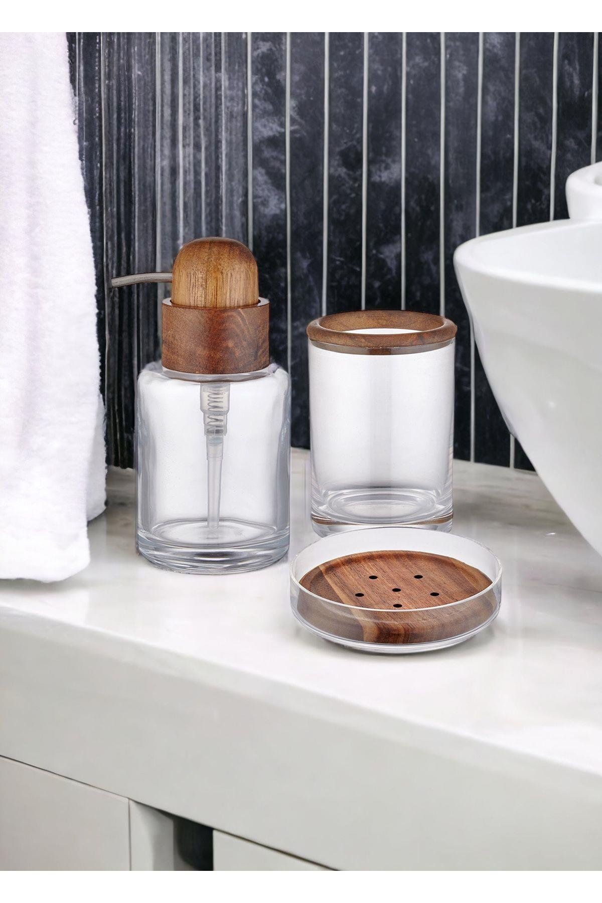 Wooden banyo seti 3 parça 400 ml