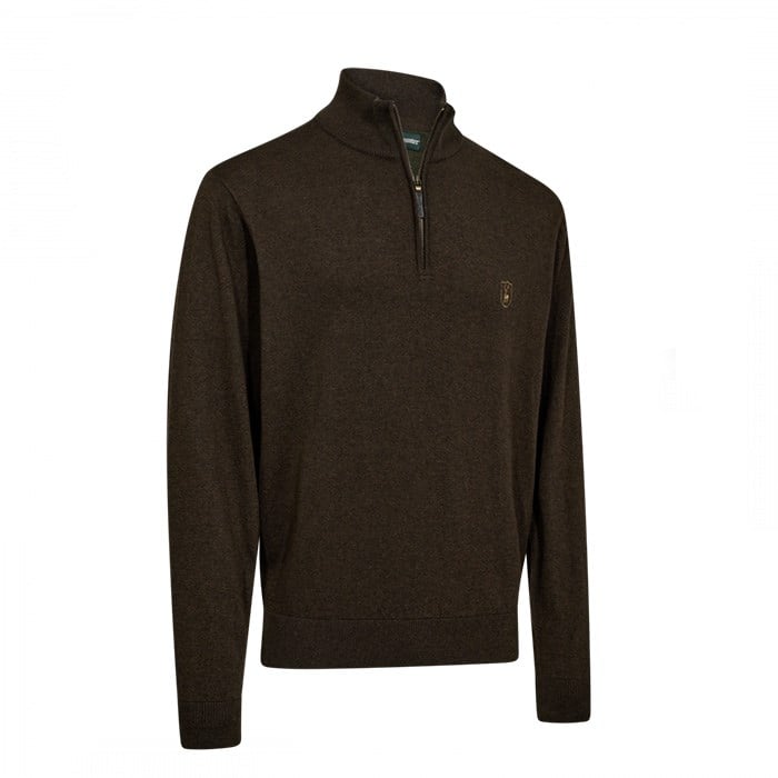 DEERHUNTER Harrington Fermuarlı Kahverengi Kazak XL