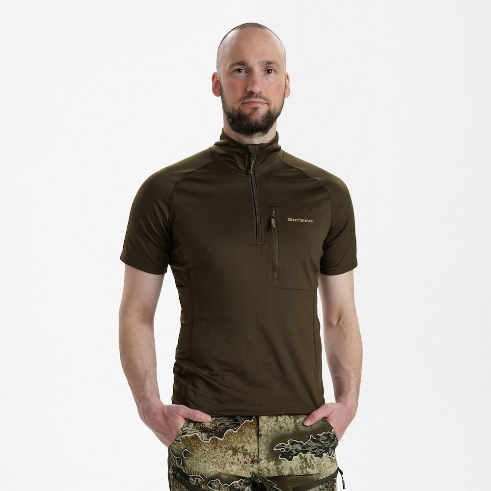 DEERHUNTER Yaka Fermuarlı K.Kollu Yeşil Tişört 2XL