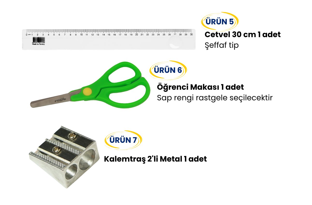 15 Adet Ürünlü Okul Seti 