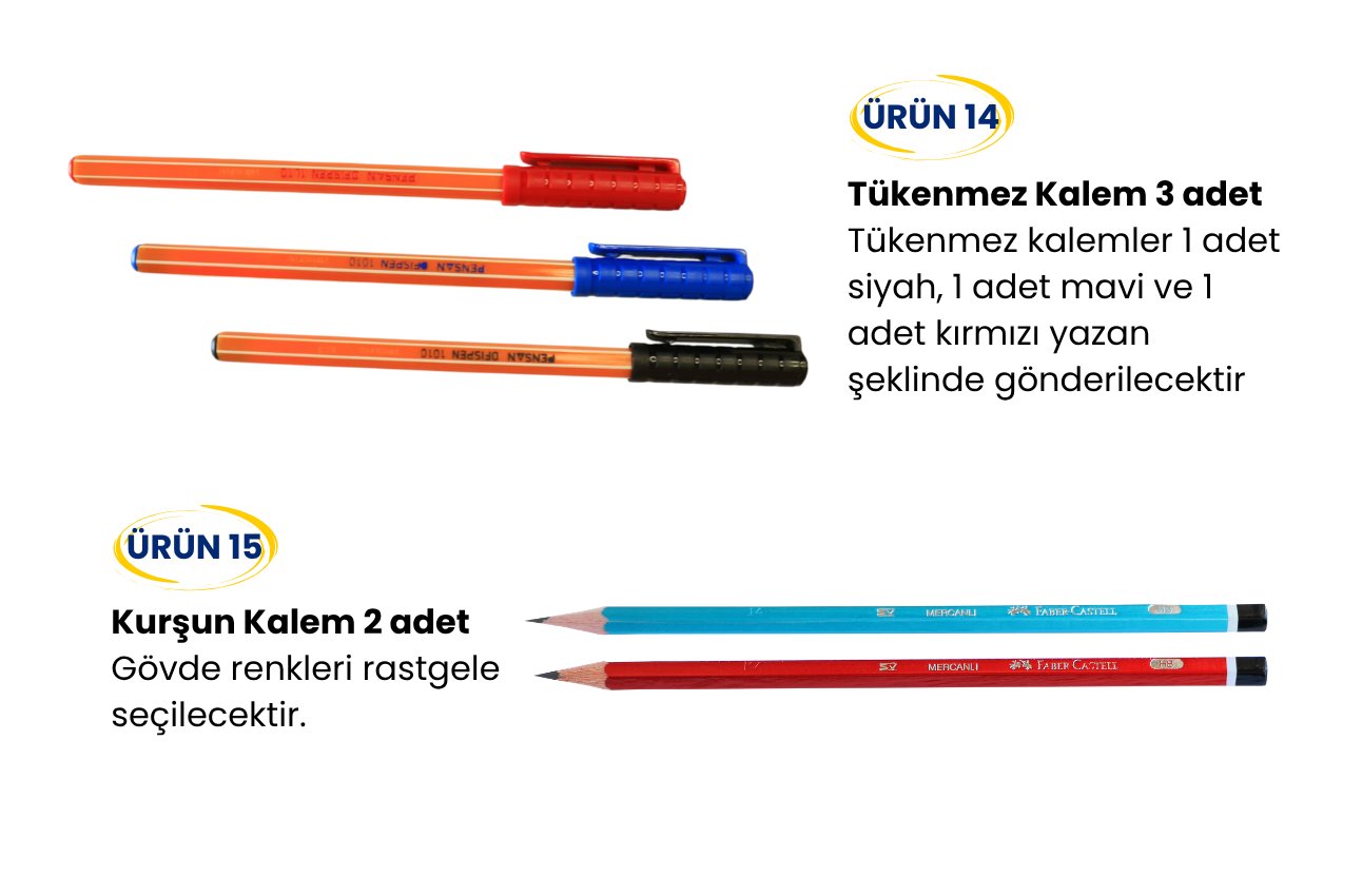 15 Adet Ürünlü Okul Seti 