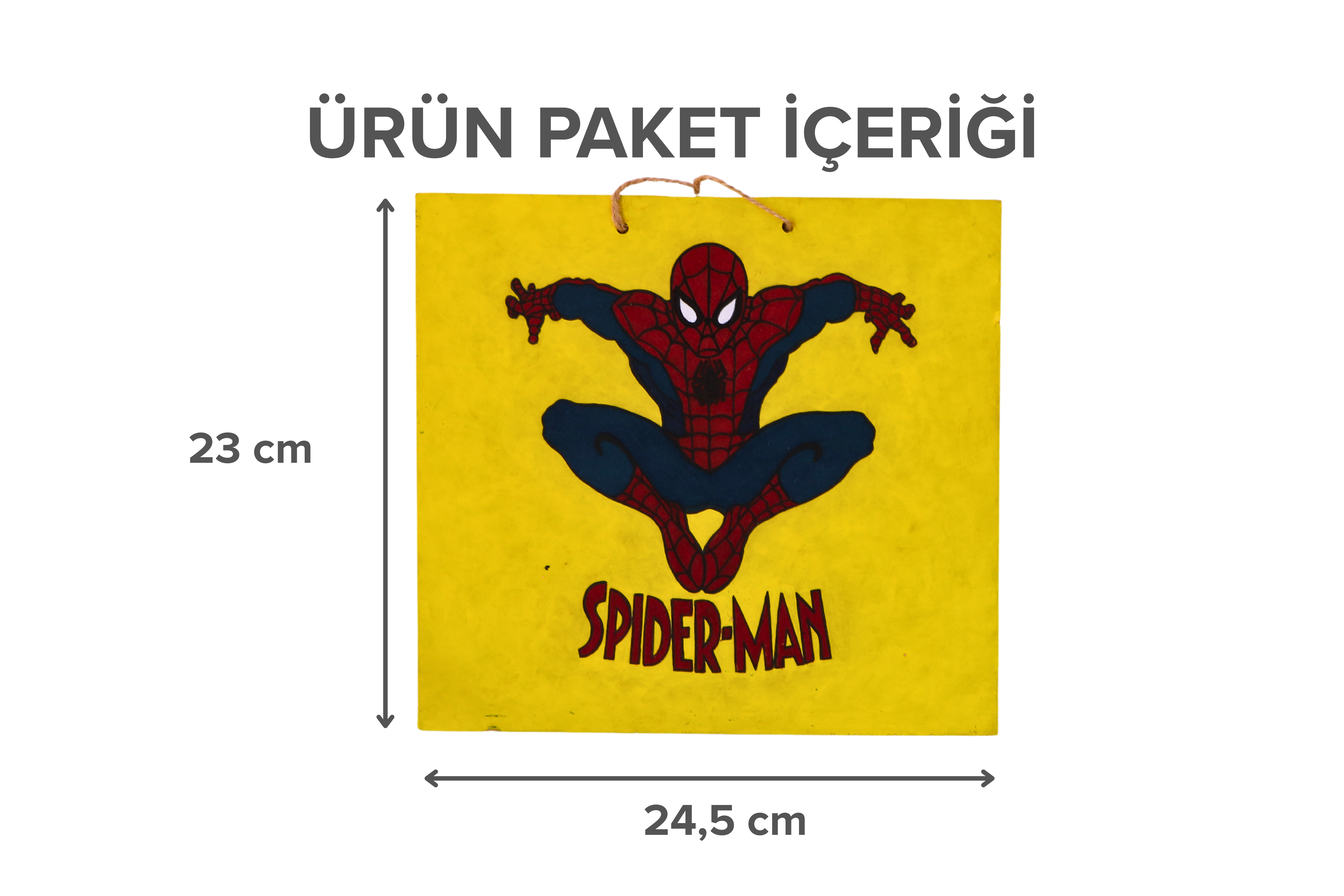 Dikdörtgen Duralit Üzerine Akrilik Boya - Spiderman (Örümcek Adam) Desenli Tablo (23 x 24,5 cm)
