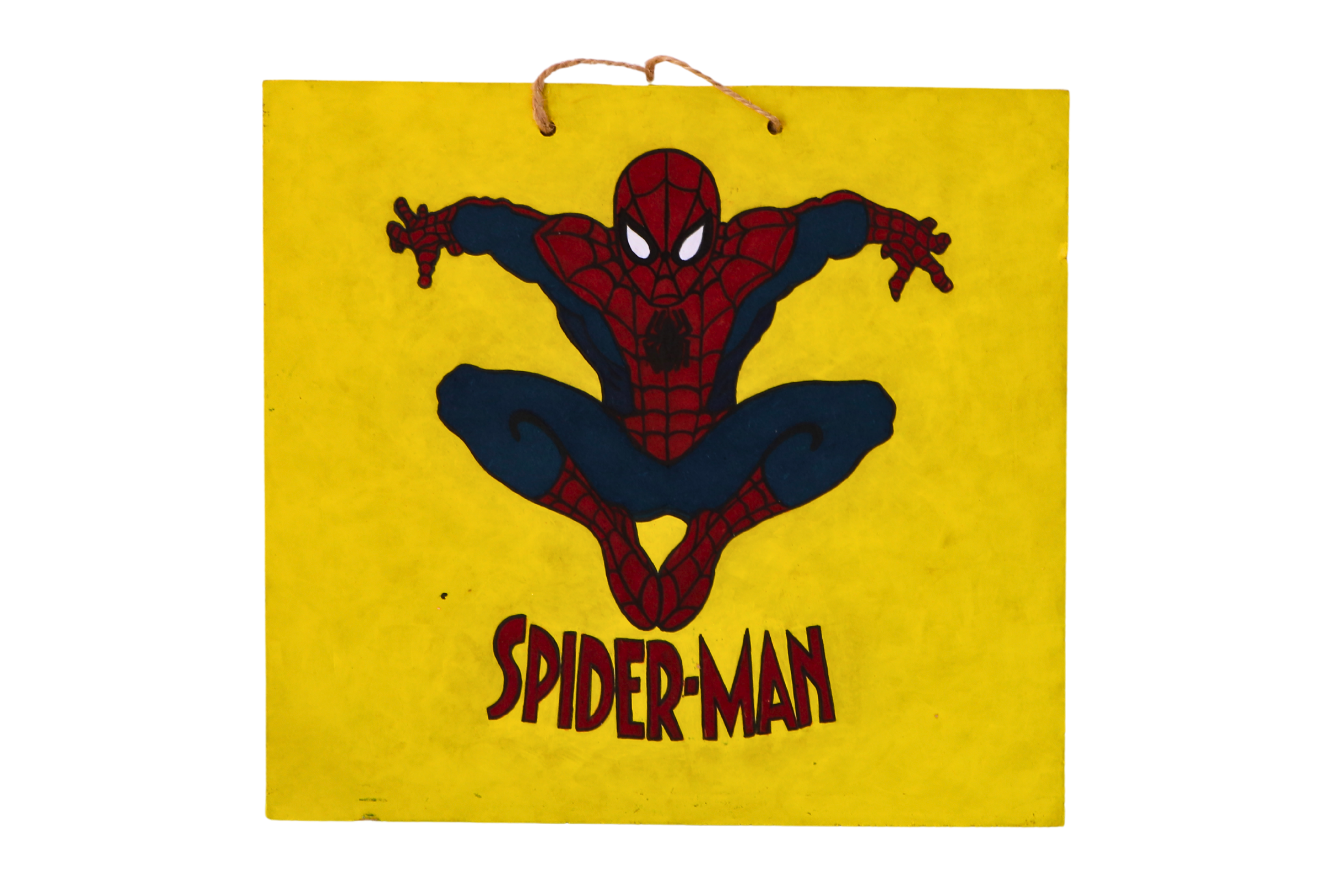 Dikdörtgen Duralit Üzerine Akrilik Boya - Spiderman (Örümcek Adam) Desenli Tablo (23 x 24,5 cm)