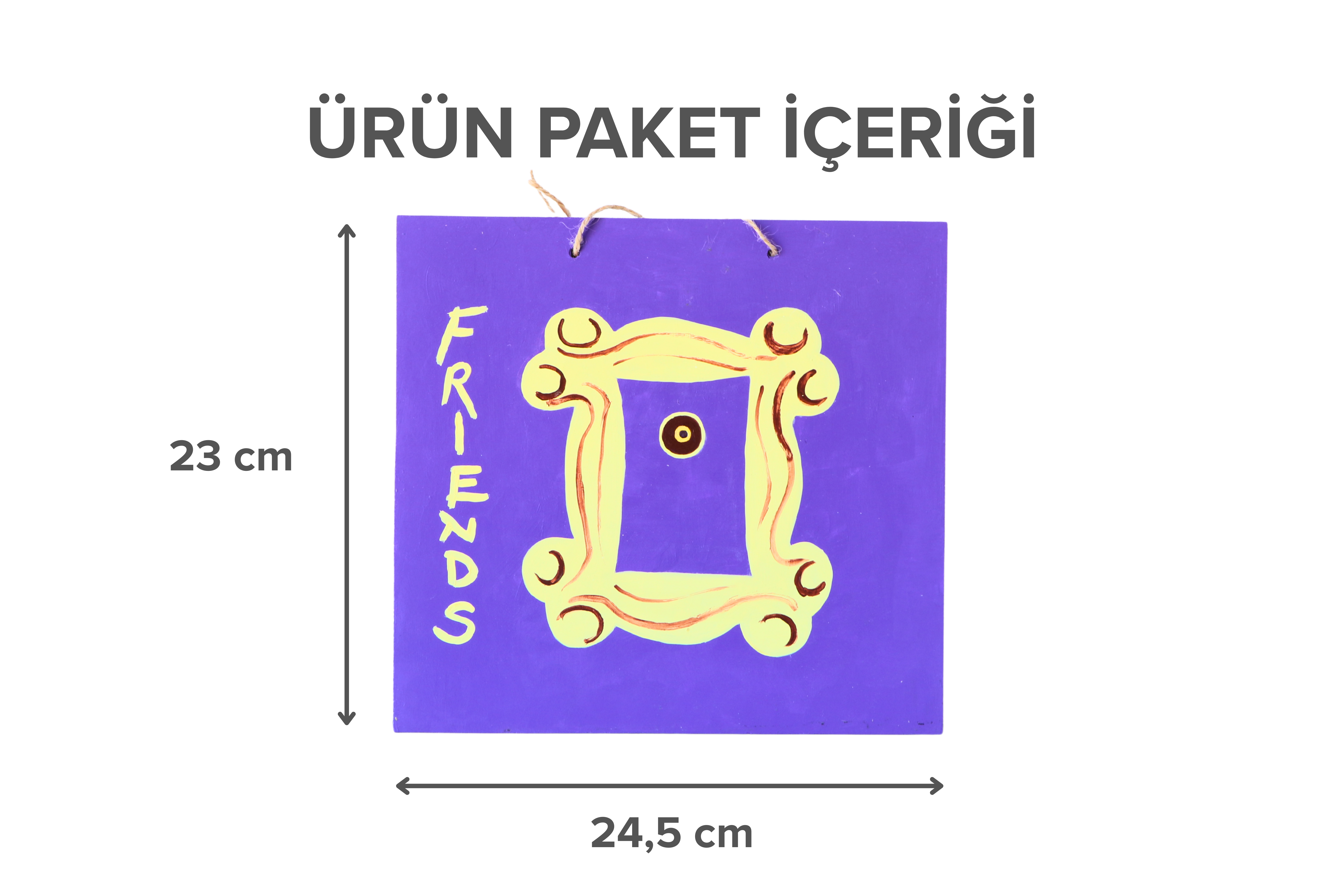 Dikdörtgen Duralit Üzerine Akrilik Boya - Friends Desenli Tablo (23 x 24,5 cm)