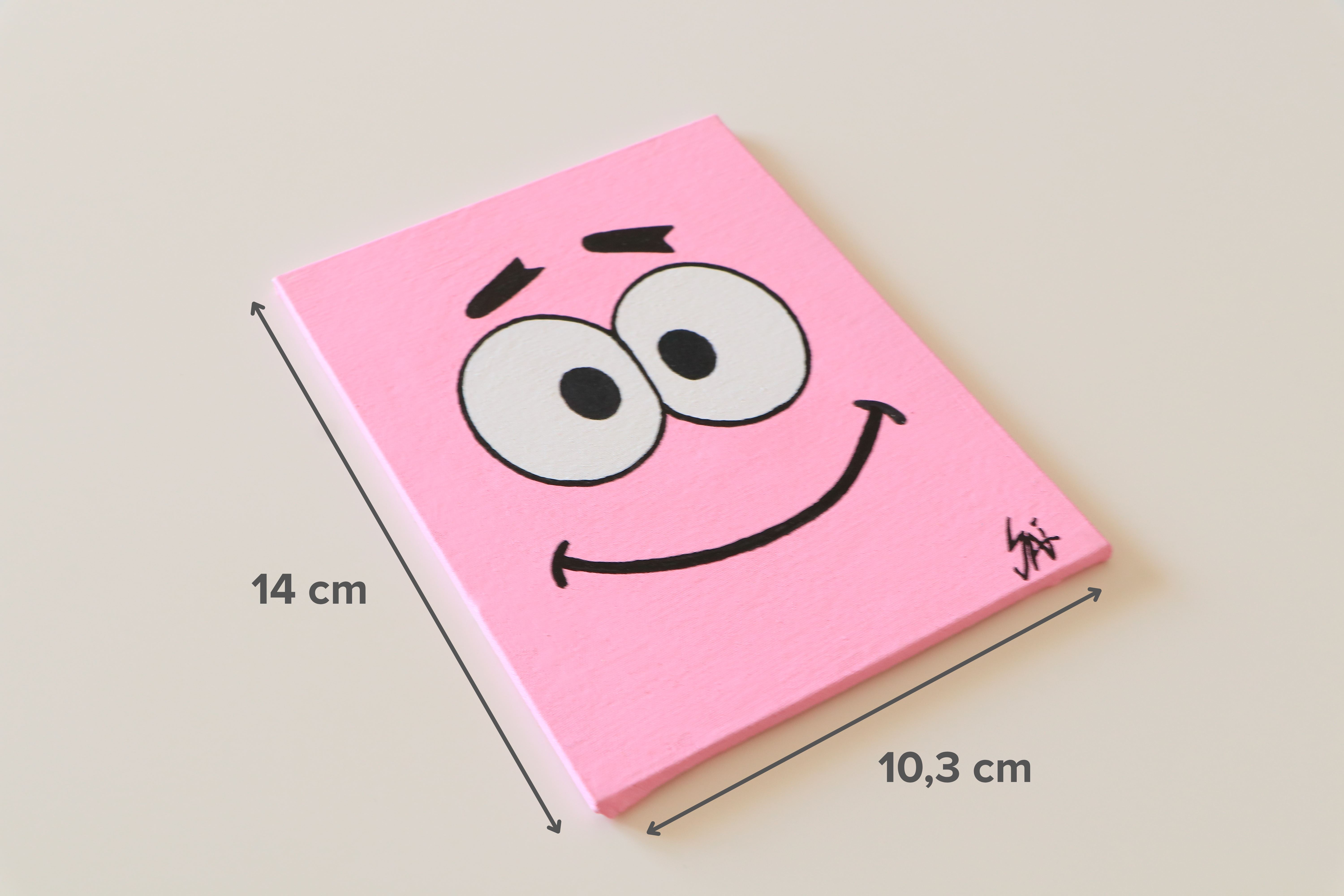 Duralit Üzerine Akrilik Boya Resim - 10,3cm x 14cm - Resim + Şövale Bir Arada - Sünger Bob Arkadaşı Patrick Yıldızın Yüzü