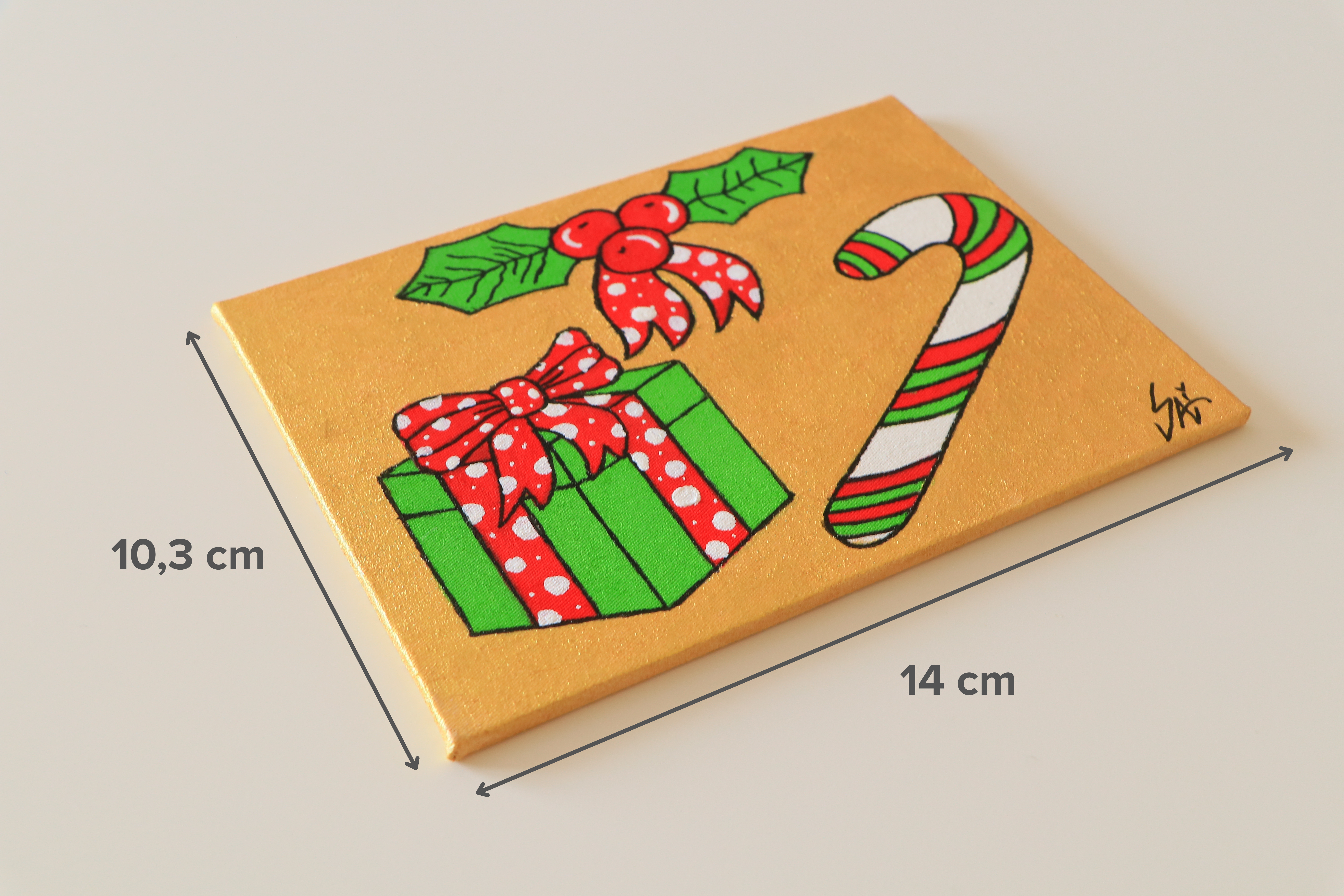 Duralit Üzerine Akrilik Boya Resim - 10,3cm x 14cm - Resim + Şövale Bir Arada - Yeni Yıl Hediye Paketi