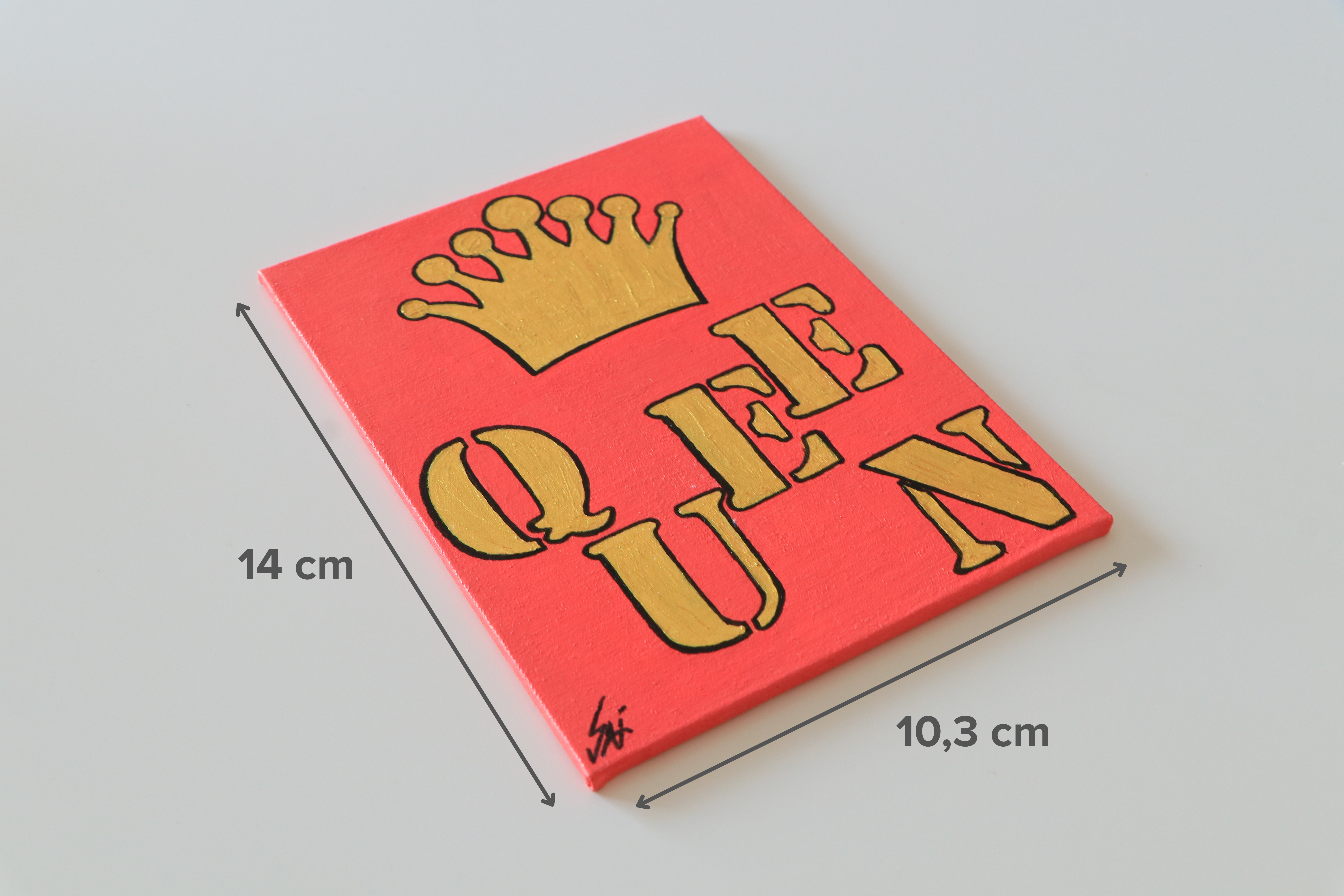 Duralit Üzerine Akrilik Boya Resim - 10,3cm x 14cm - Resim + Şövale Bir Arada - Queen