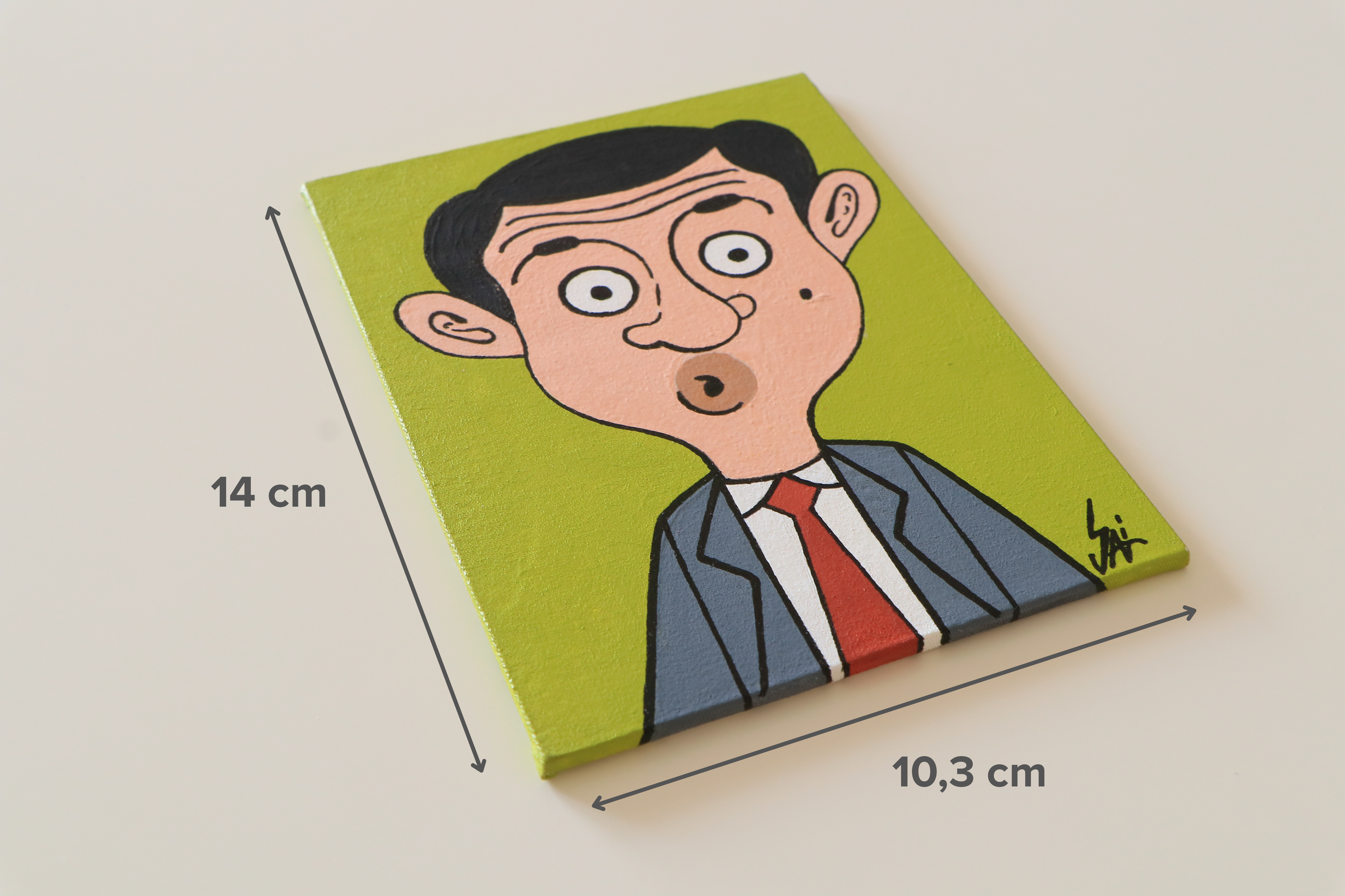 Duralit Üzerine Akrilik Boya Resim - 10,3cm x 14cm - Resim + Şövale Bir Arada - Mr. Bean