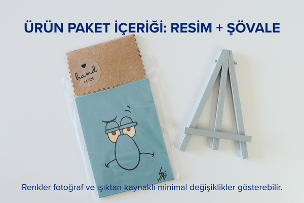 Duralit Üzerine Akrilik Boya Resim - 10,3cm x 14cm - Resim + Şövale Bir Arada - Sünger Bob Arkadaşı Squidward Dokunaç