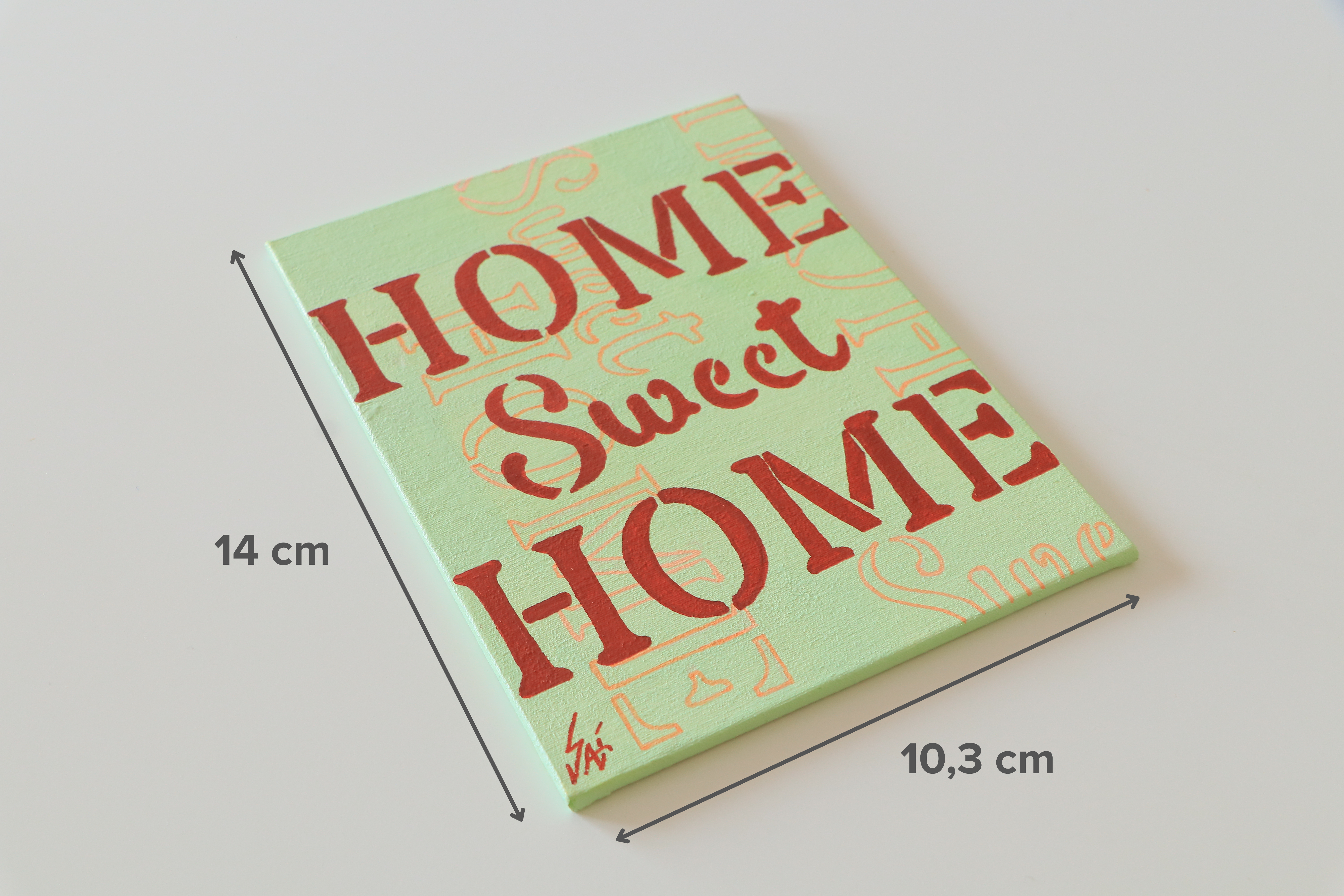 Duralit Üzerine Akrilik Boya Resim - 10,3cm x 14cm - Resim + Şövale Bir Arada - Home Sweet Home