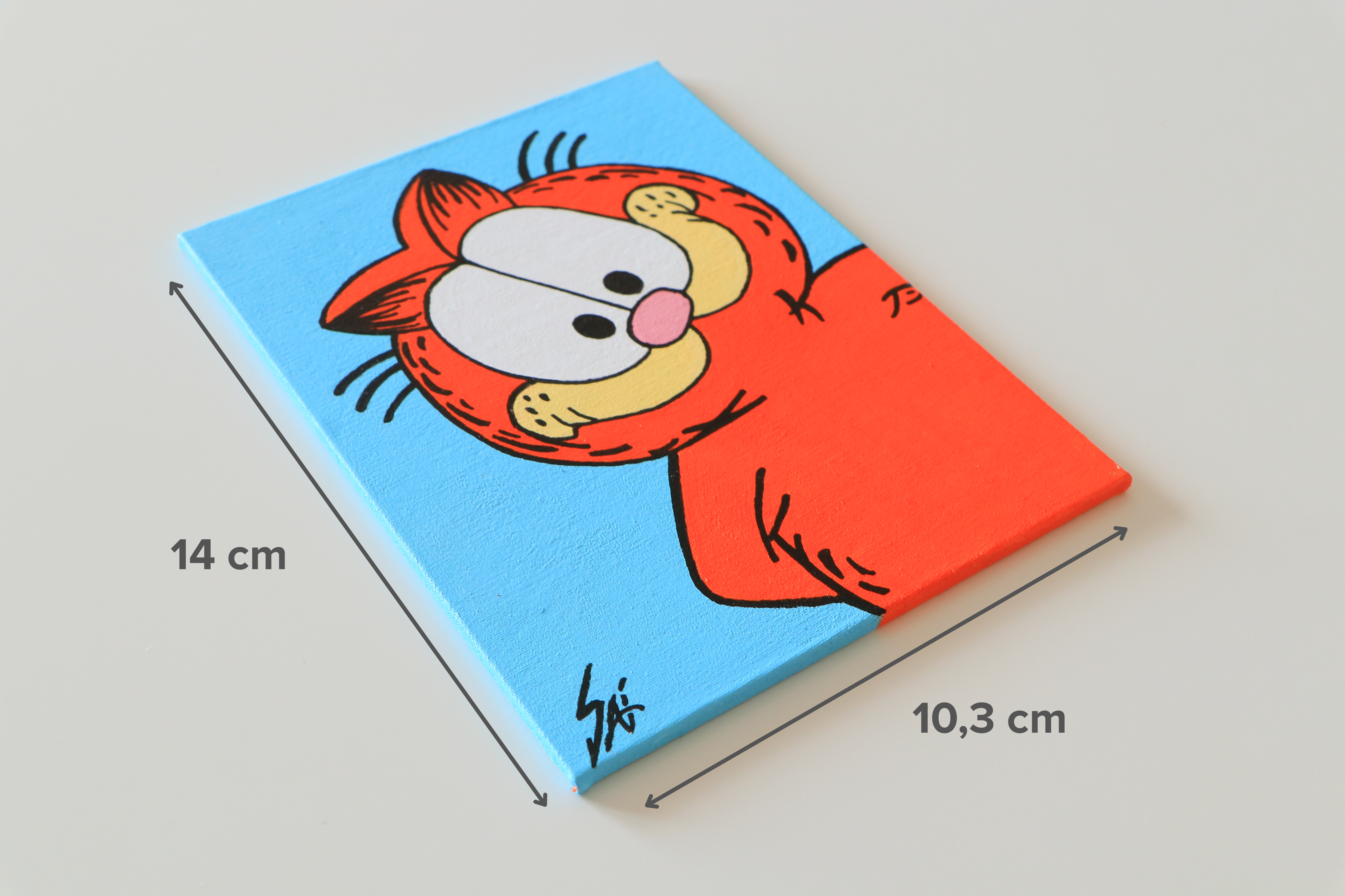 Duralit Üzerine Akrilik Boya Resim - 10,3cm x 14cm - Resim + Şövale Bir Arada - Garfield