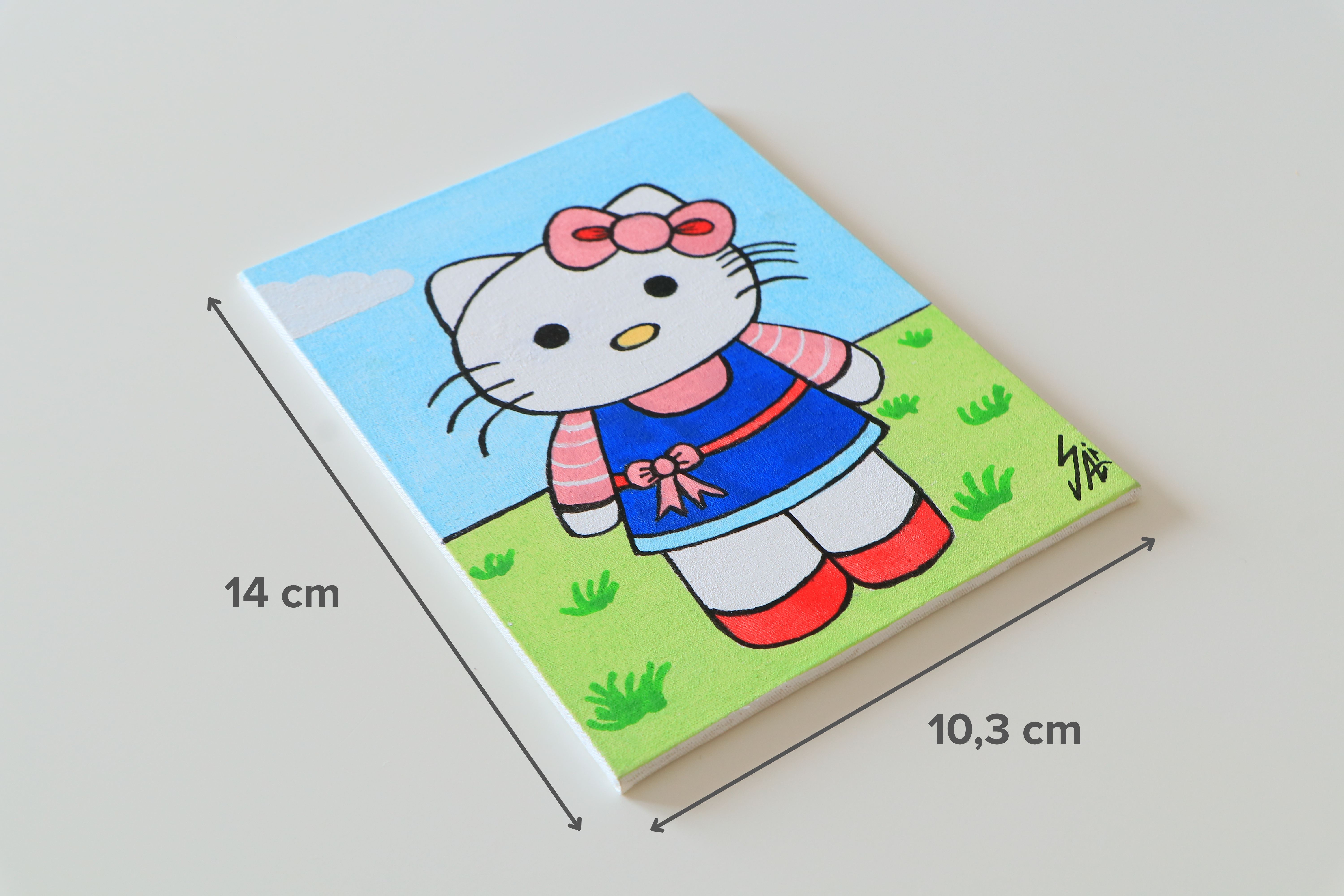 Duralit Üzerine Akrilik Boya Resim - 10,3cm x 14cm - Resim + Şövale Bir Arada - Hello Kitty