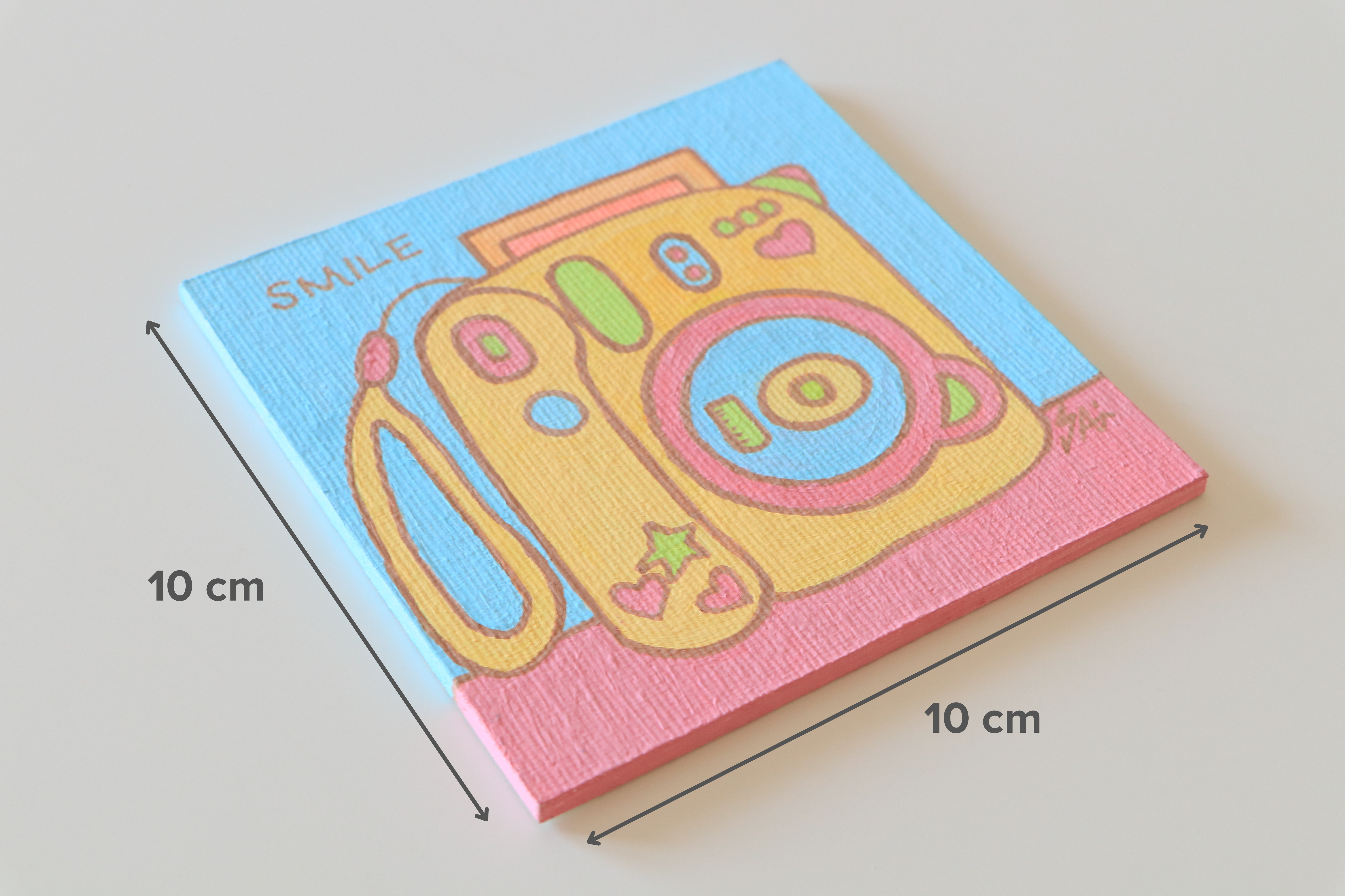 Duralit Üzerine Akrilik Boya Resim - 10cm x 10cm - Resim + Şövale Bir Arada - Fotoğraf Makinesi