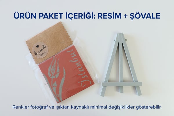 Duralit Üzerine Akrilik Boya Resim - 10cm x 10cm - Resim + Şövale Bir Arada - İstanbul ve Lale 2