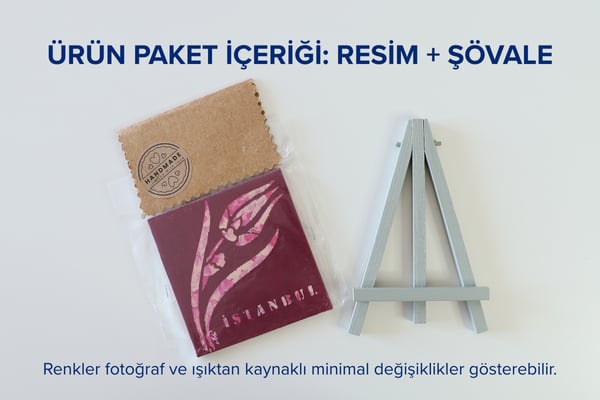 Duralit Üzerine Akrilik Boya Resim - 10cm x 10cm - Resim + Şövale Bir Arada - İstanbul ve Lale 4
