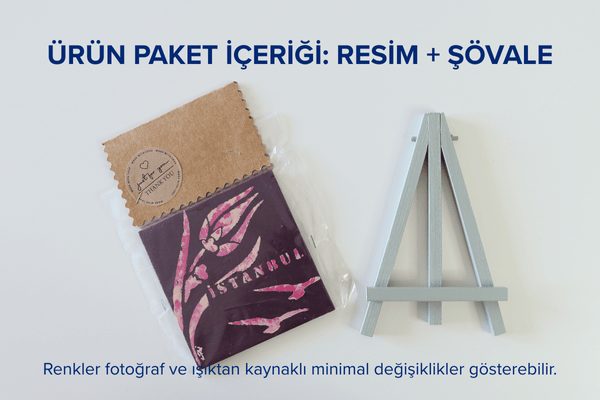 Duralit Üzerine Akrilik Boya Resim - 10cm x 10cm - Resim + Şövale Bir Arada - İstanbul ve Lale 3