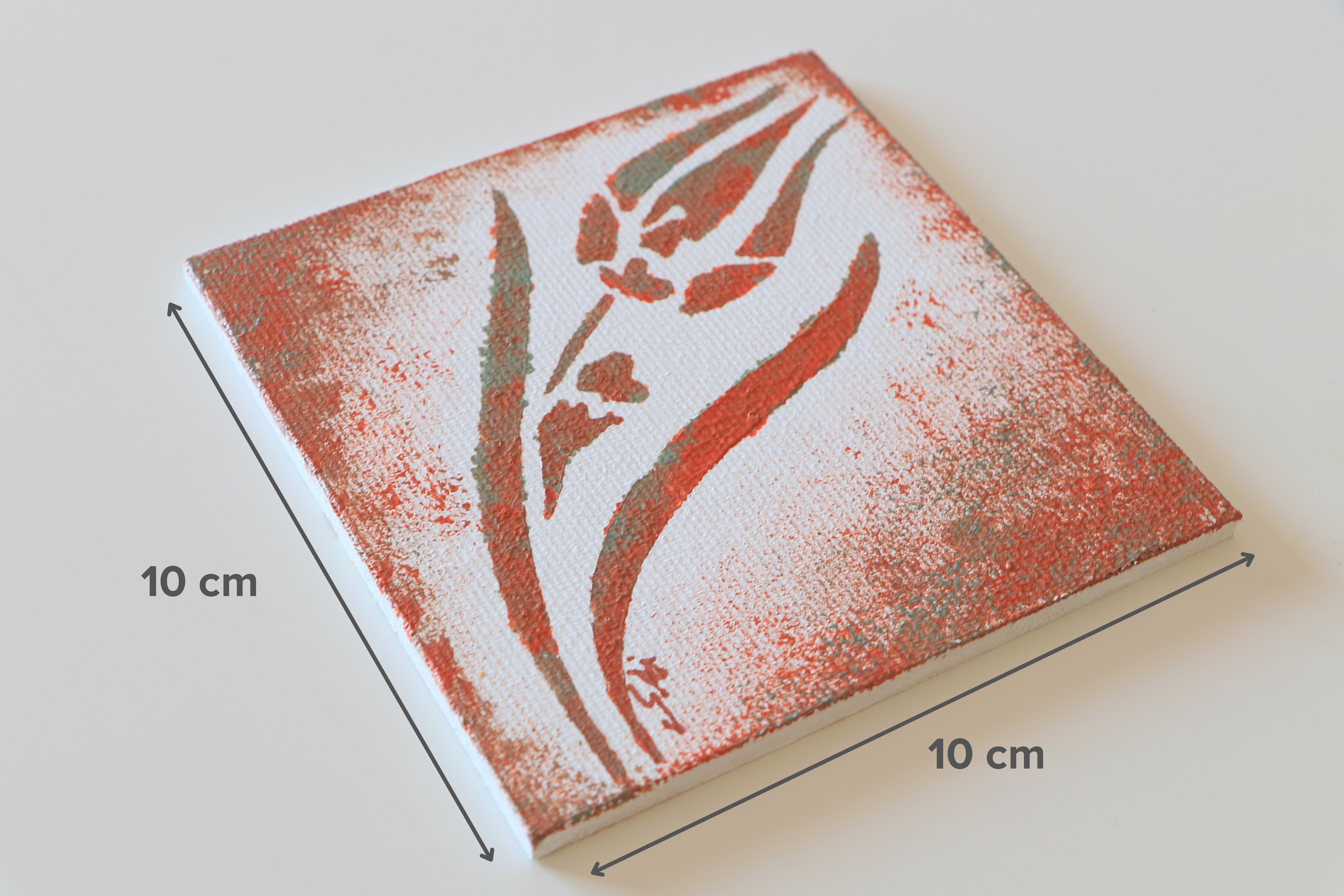 Duralit Üzerine Akrilik Boya Resim - 10cm x 10cm - Resim + Şövale Bir Arada - İstanbul ve Lale 5