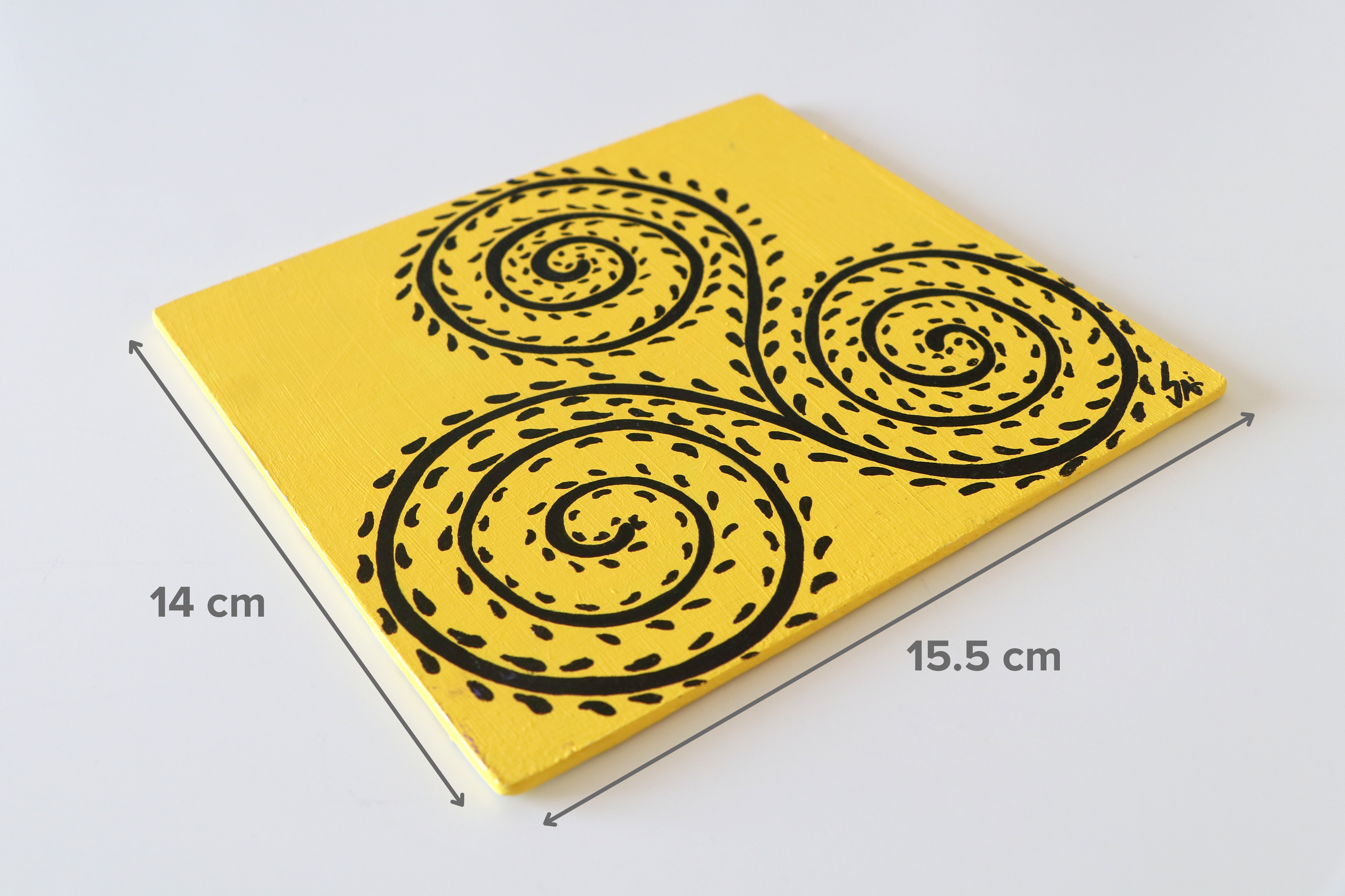 Duralit Üzerine Akrilik Boya Resim - 14cm x 16.5cm - Resim + Şövale Bir Arada - Desen 2: Sembol