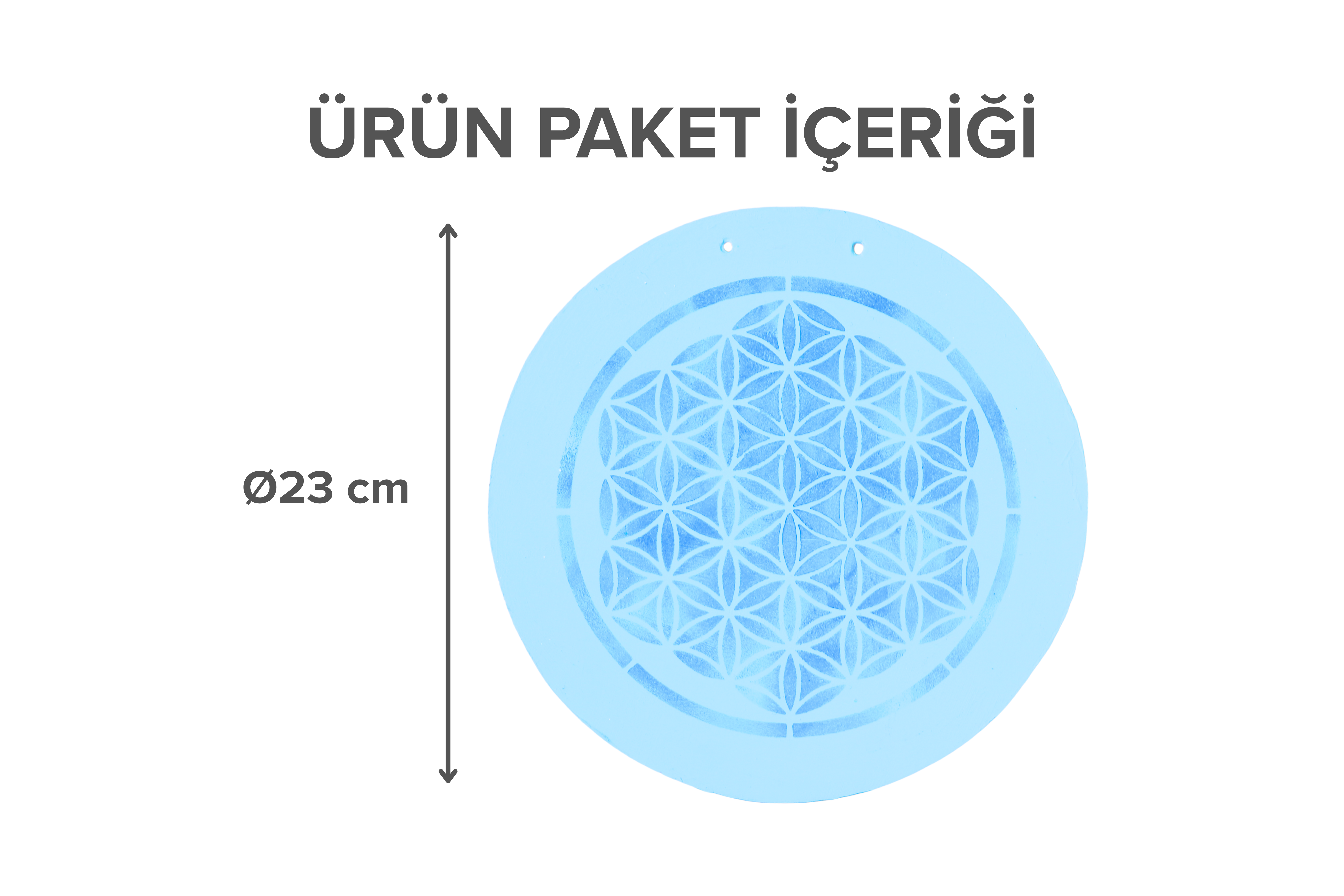 Yuvarlak Duralit Üzerine Akrilik Boya - Ø20 cm Yaşam Çiçeği (çift taraflı renkli) Desenli Tablo
