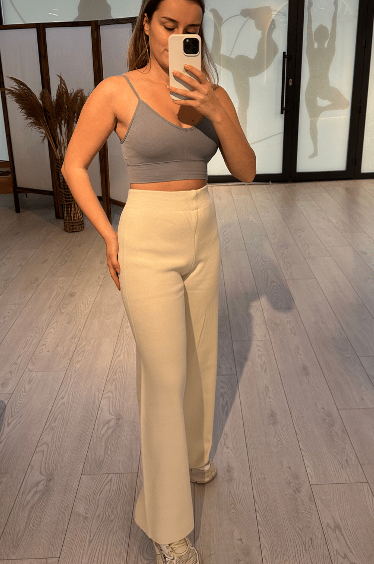 Basic Ekru Triko Pantolon