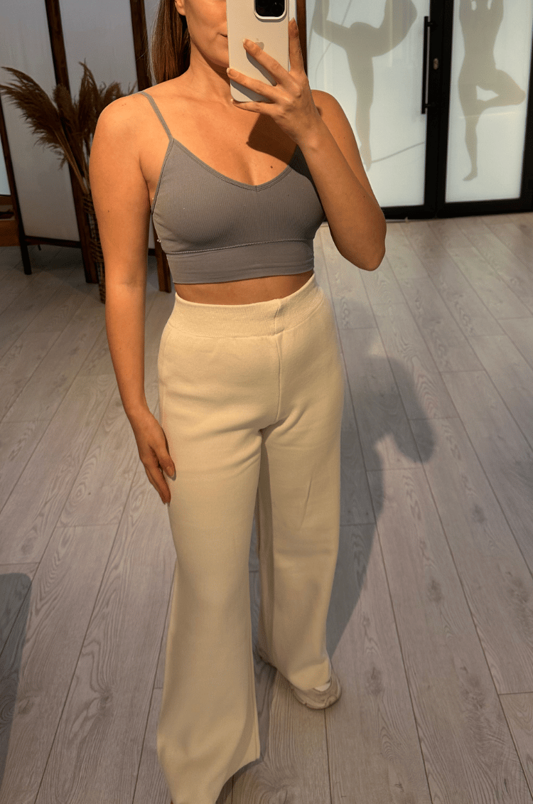 Basic Ekru Triko Pantolon