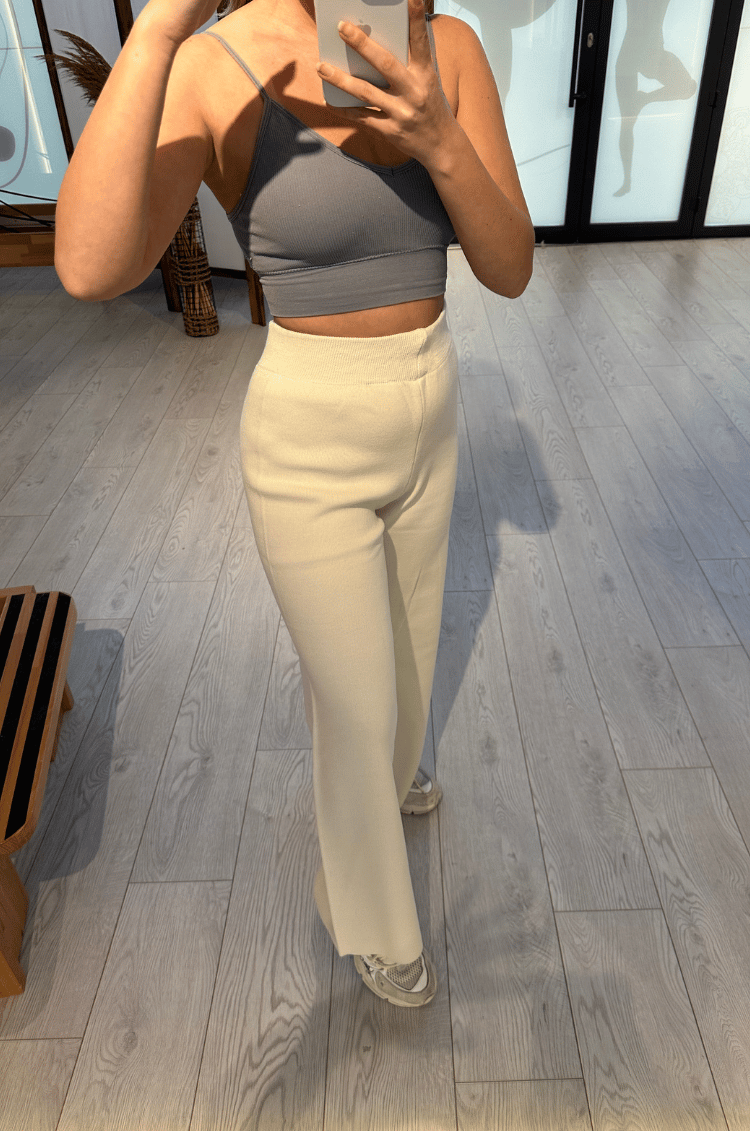 Basic Ekru Triko Pantolon