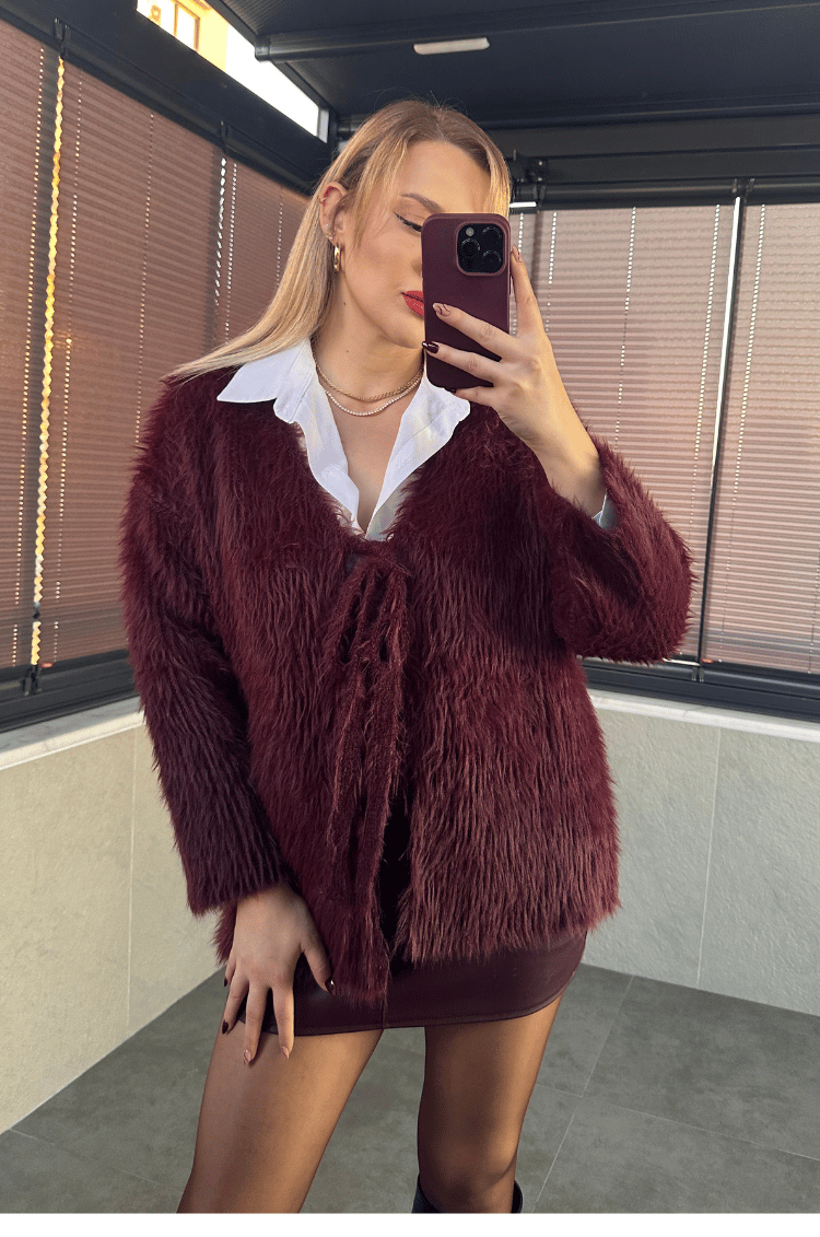 Bordo Marka Model Oversize Sakallı Hırka