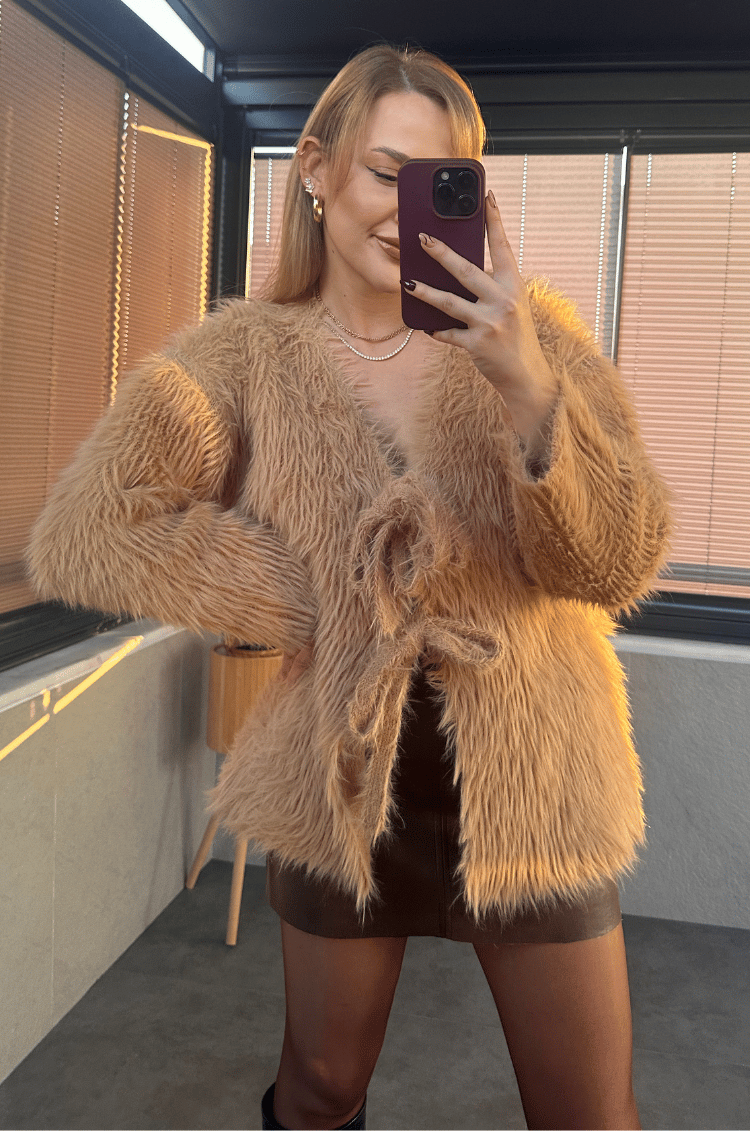 Camel Marka Model Oversize Sakallı Hırka